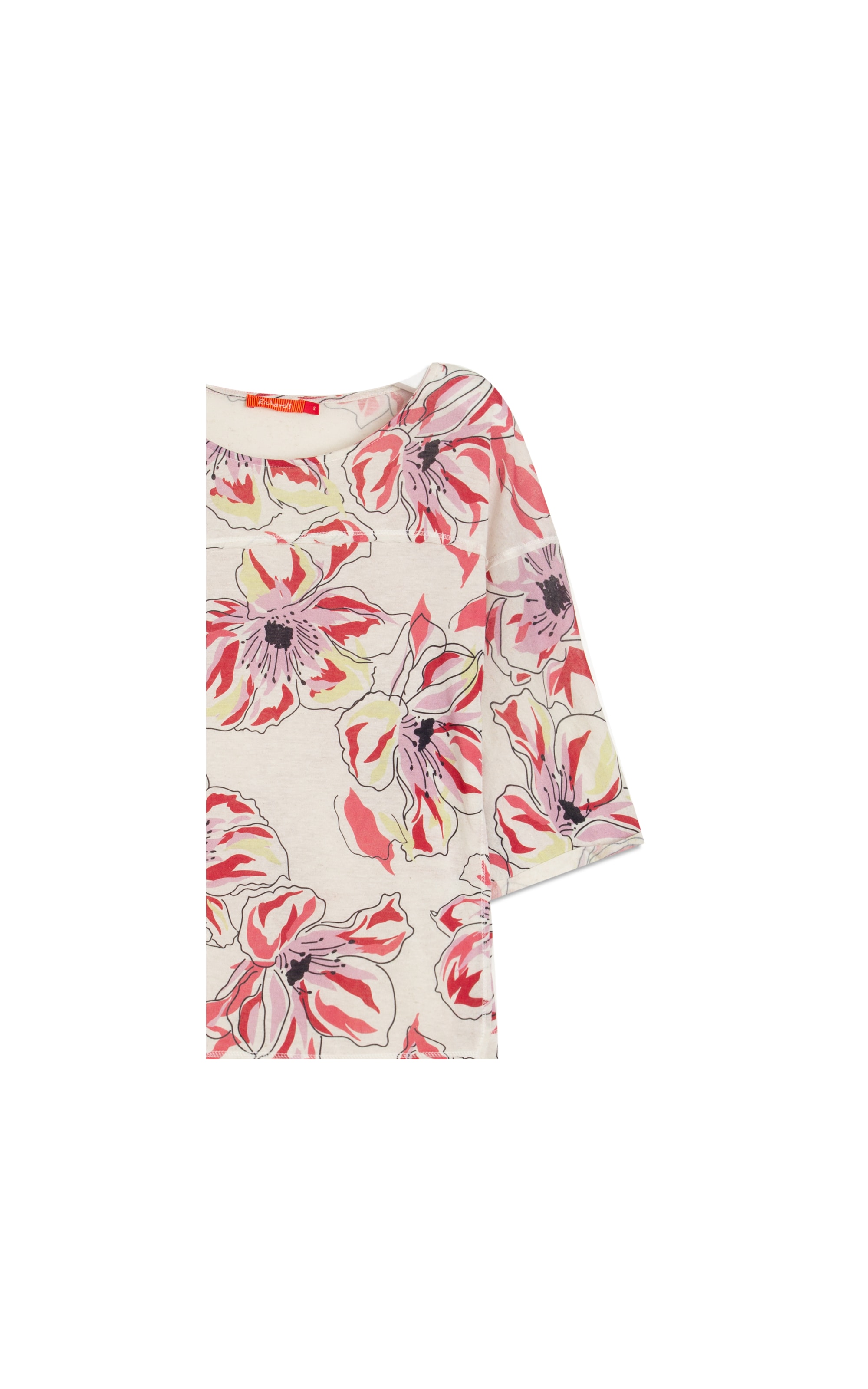 Blusa Linho  Duda Estampa Floral Cereja