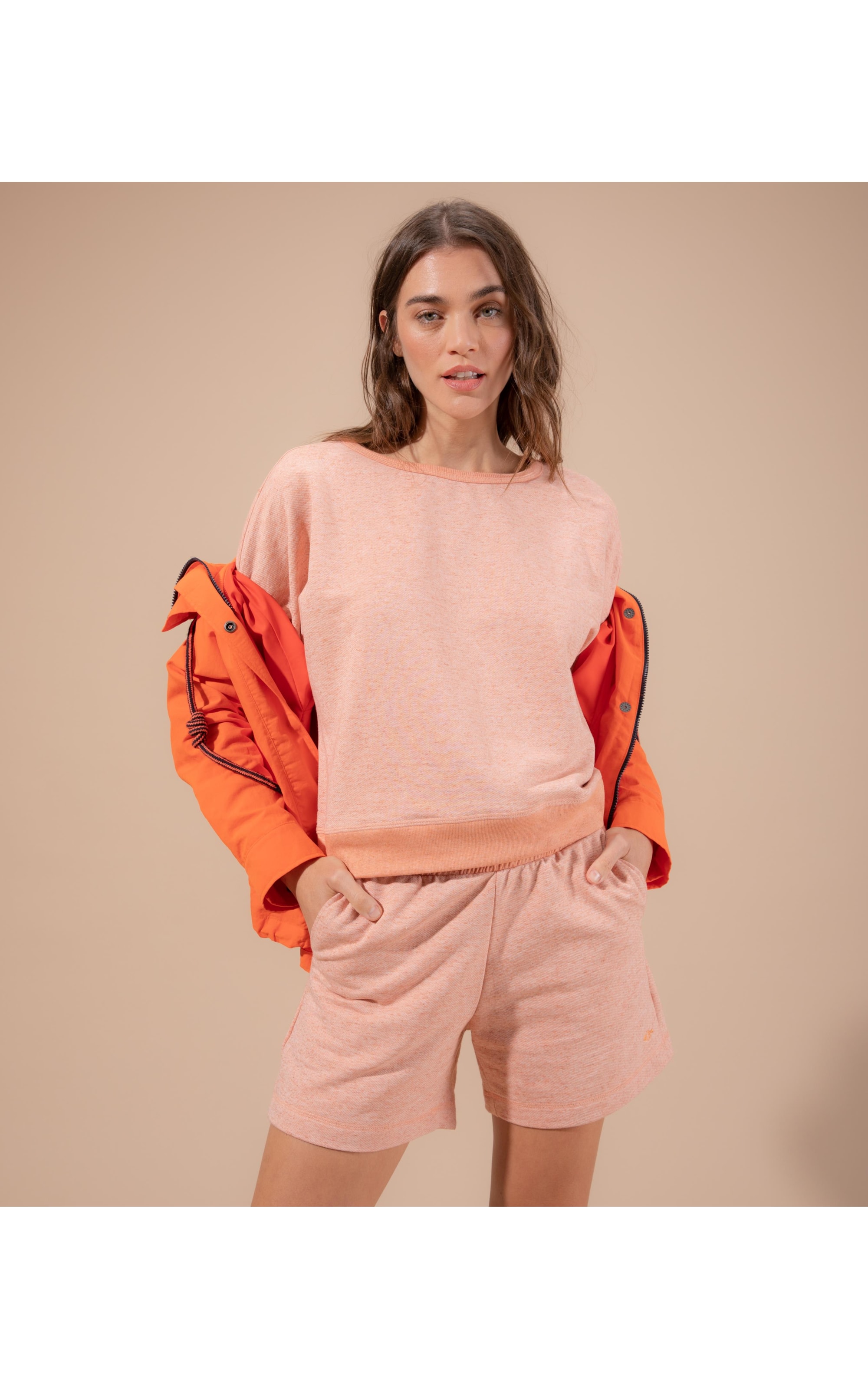 Blusa Linho  Elaine Moletom Linho Laranja