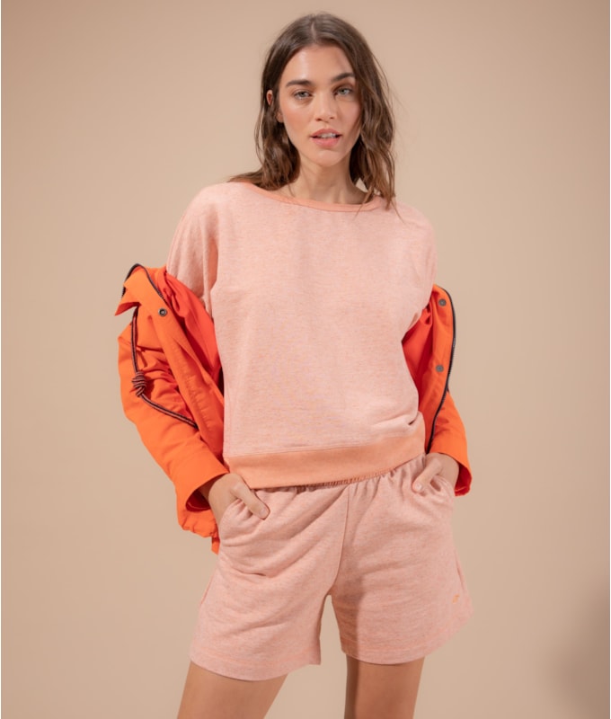 Blusa Linho  Elaine Moletom Linho Laranja