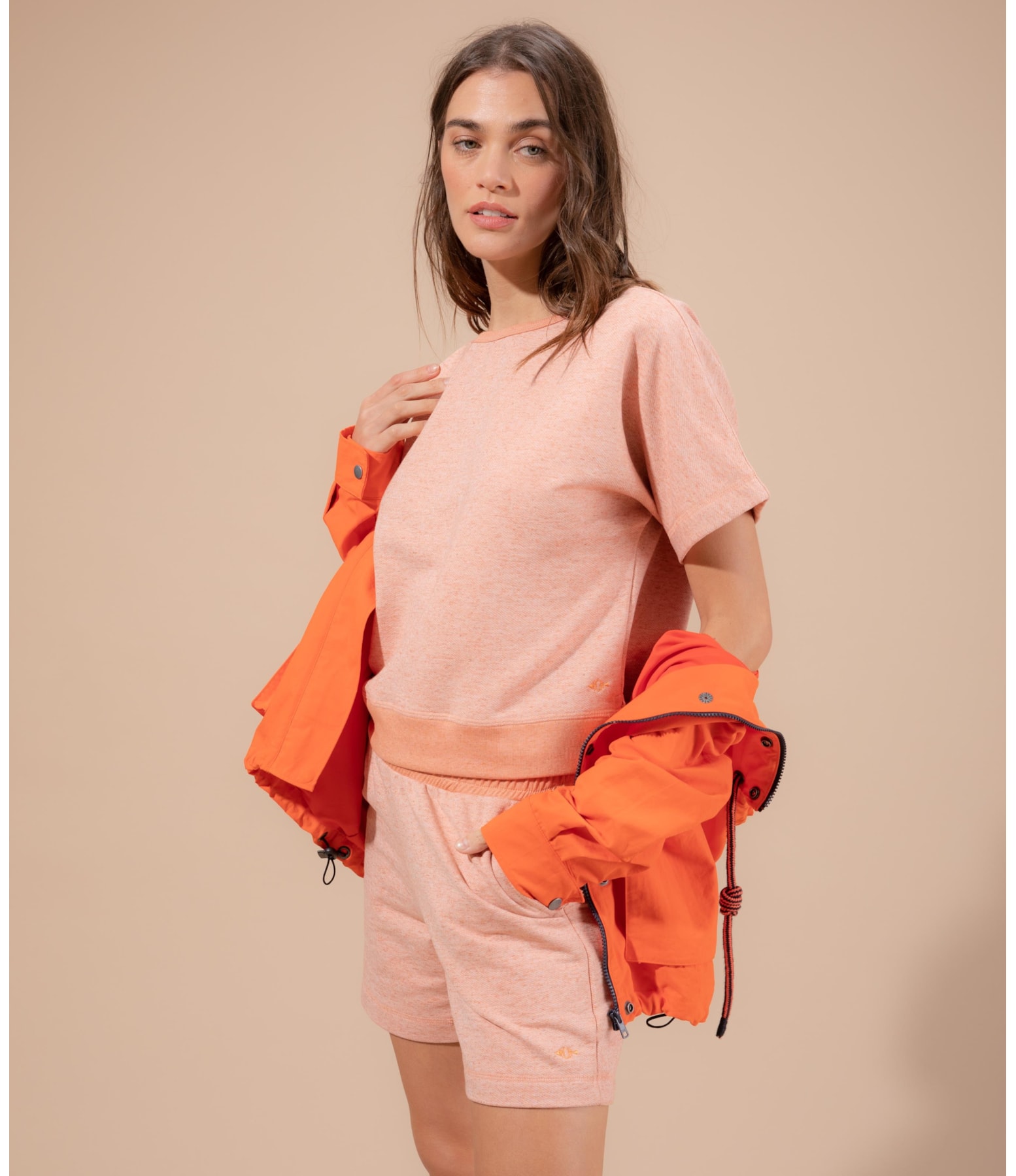 Blusa Linho  Elaine Moletom Linho Laranja
