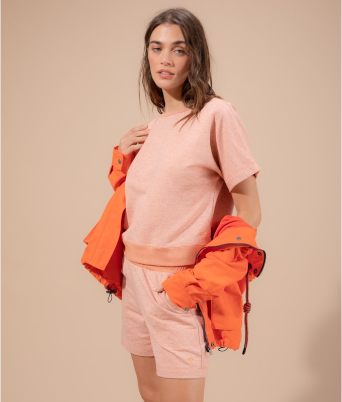 Blusa Linho  Elaine Moletom Linho Laranja