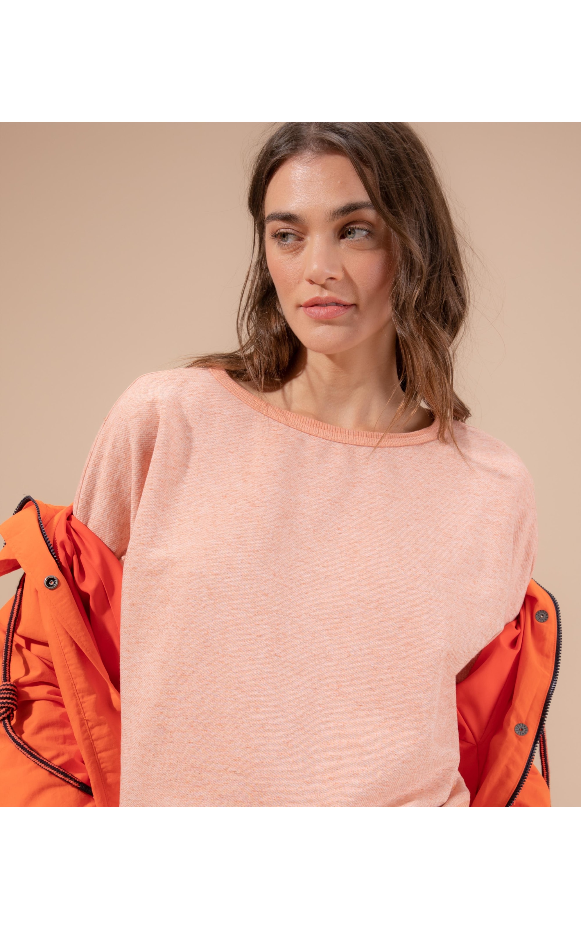 Blusa Linho  Elaine Moletom Linho Laranja