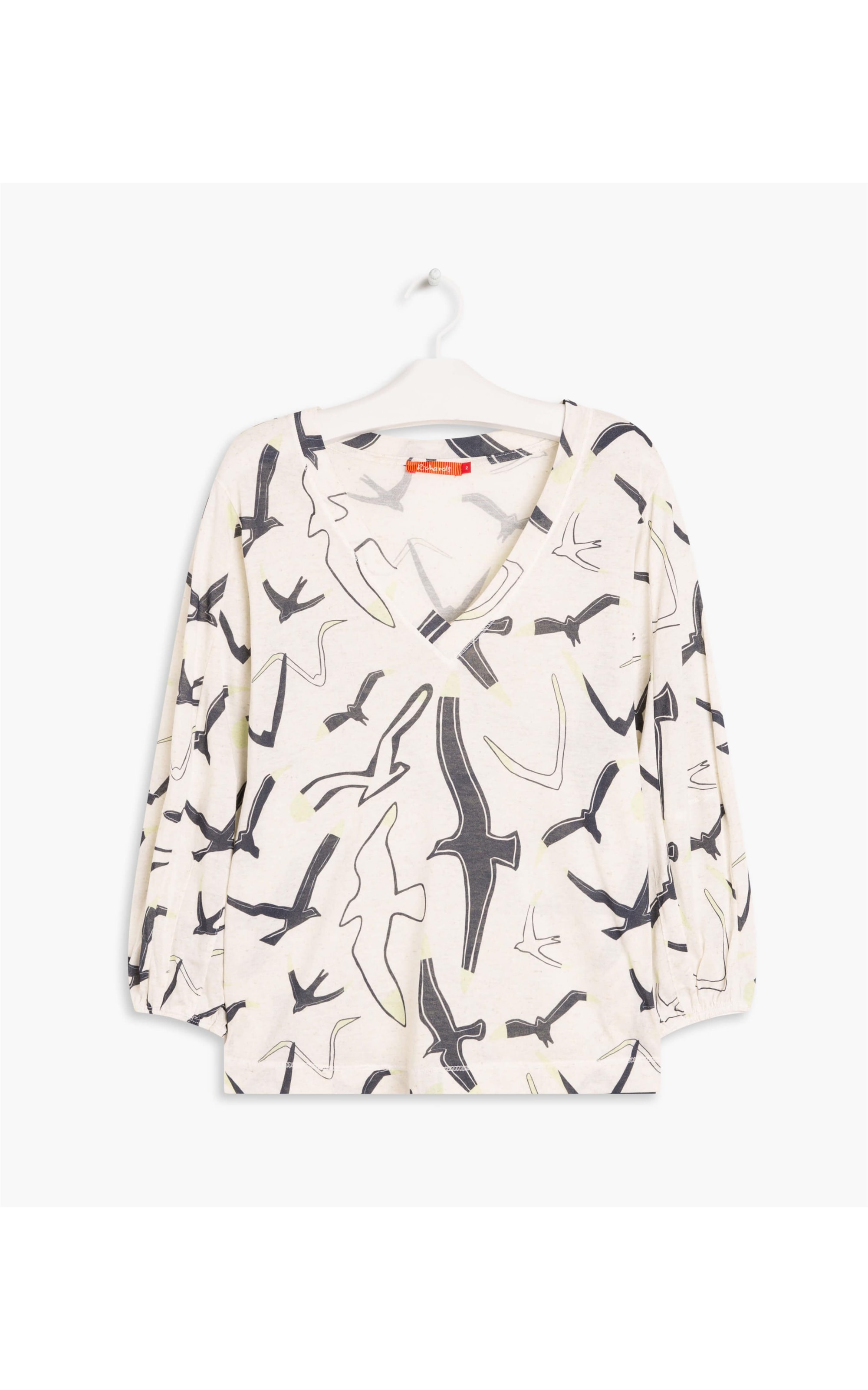 Blusa Linho  Eliza Est Gaivotas Dark Navy