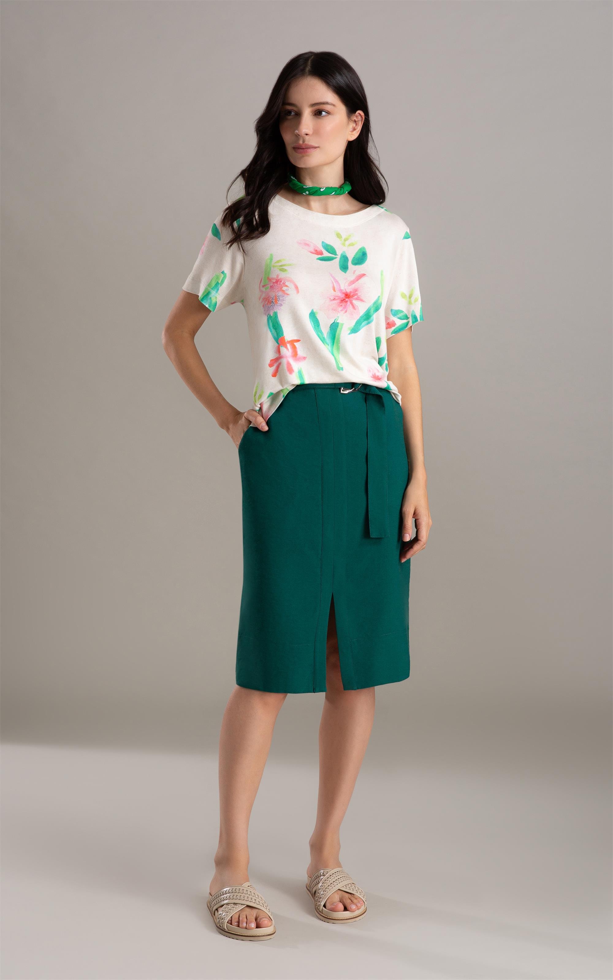 Blusa Linho  Ella Estampa Florish Natural