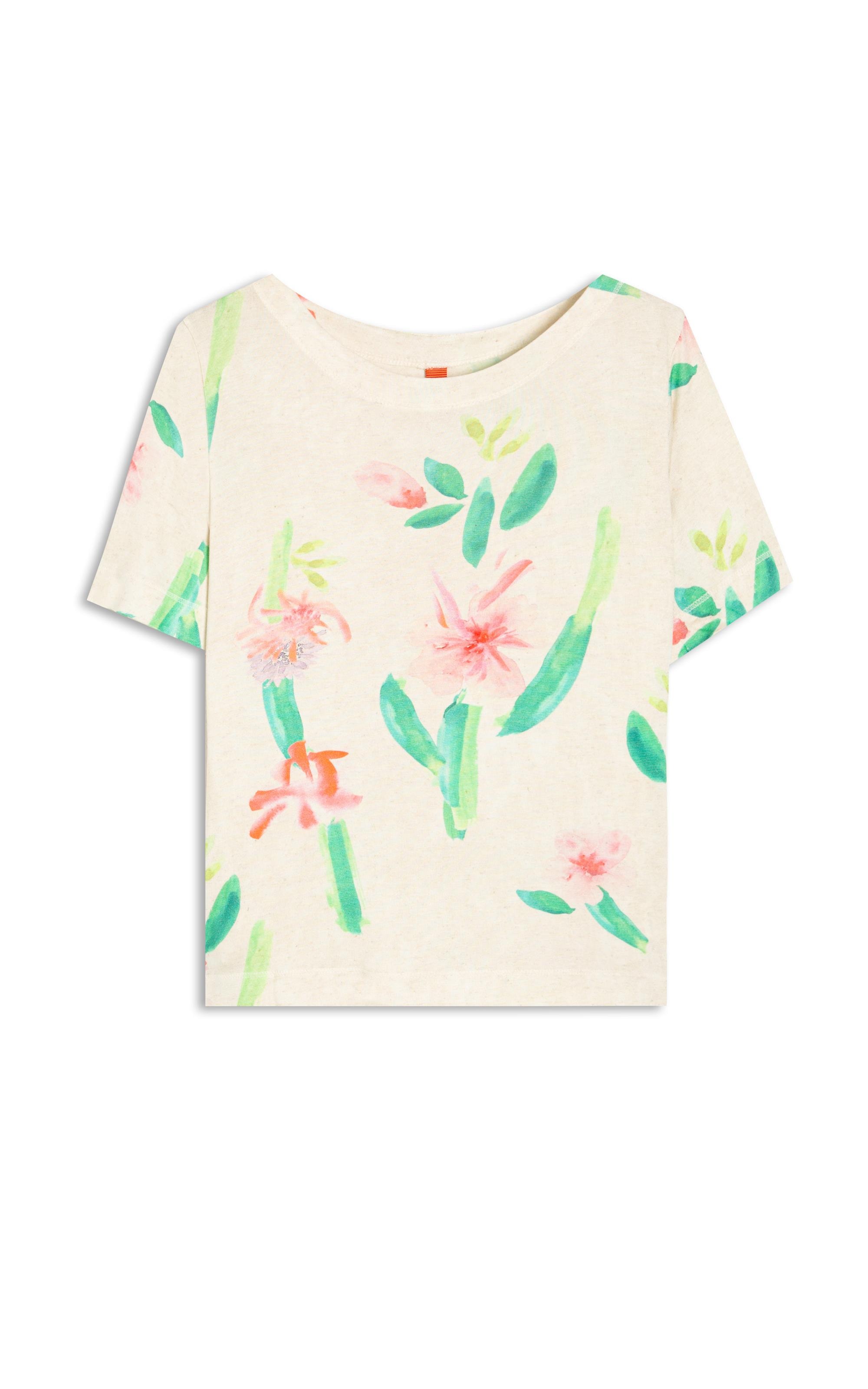 Blusa Linho  Ella Estampa Florish Natural