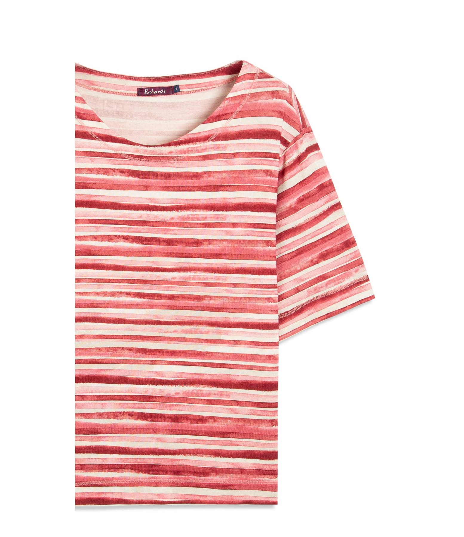 Blusa Linho  Ella Estampa Listrado Aquarela Vermelho