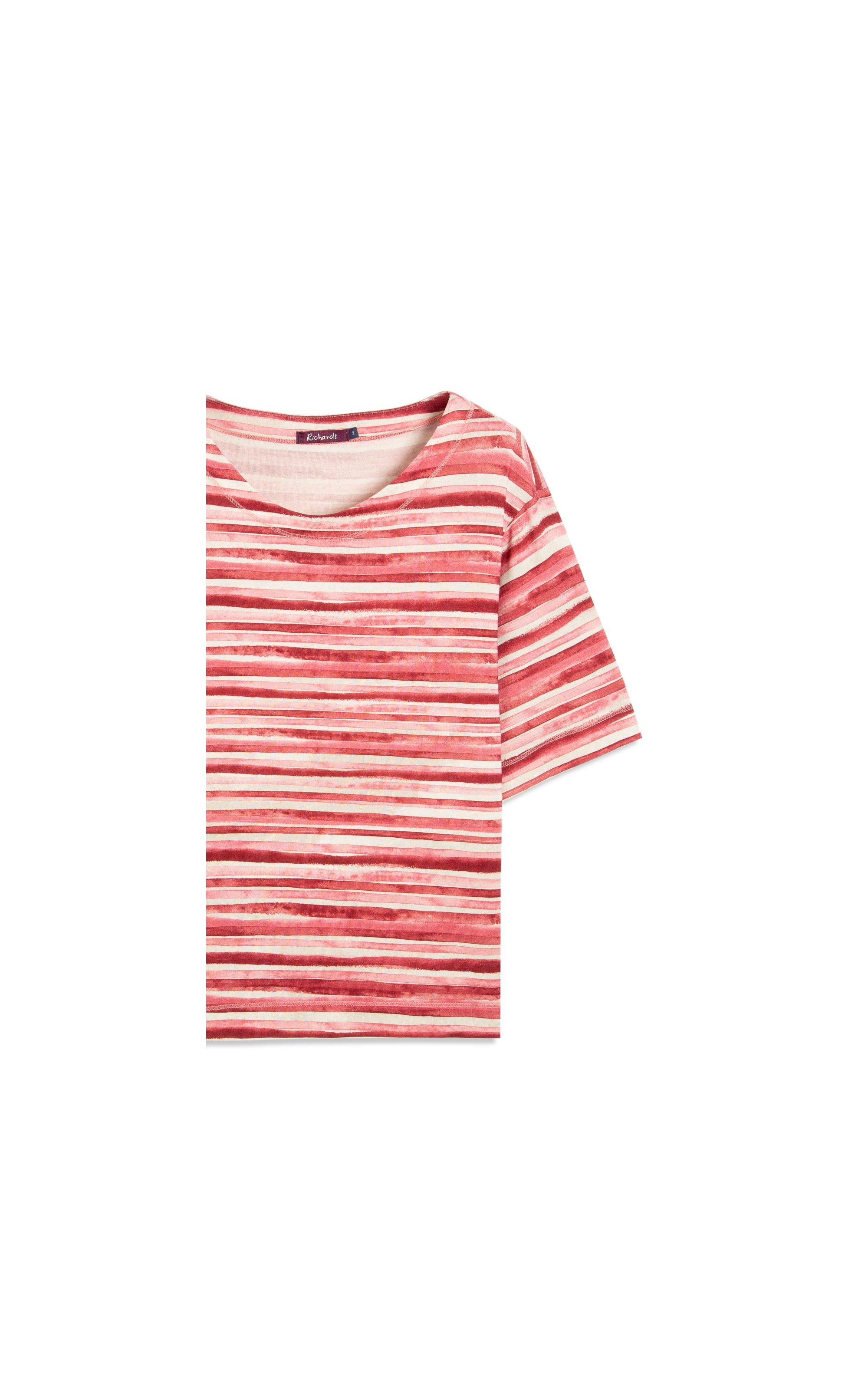 Blusa Linho  Ella Estampa Listrado Aquarela Vermelho