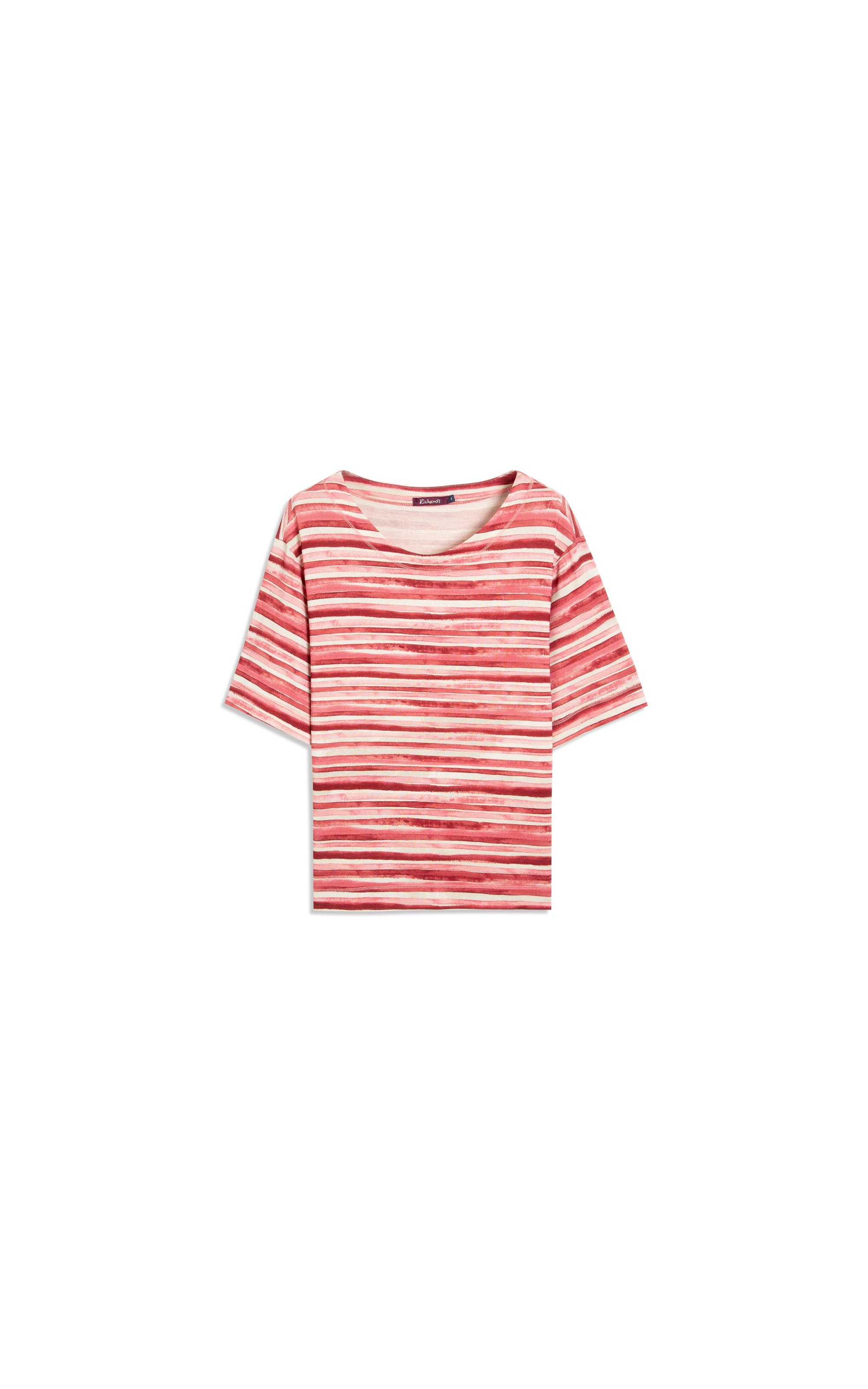 Blusa Linho  Ella Estampa Listrado Aquarela Vermelho