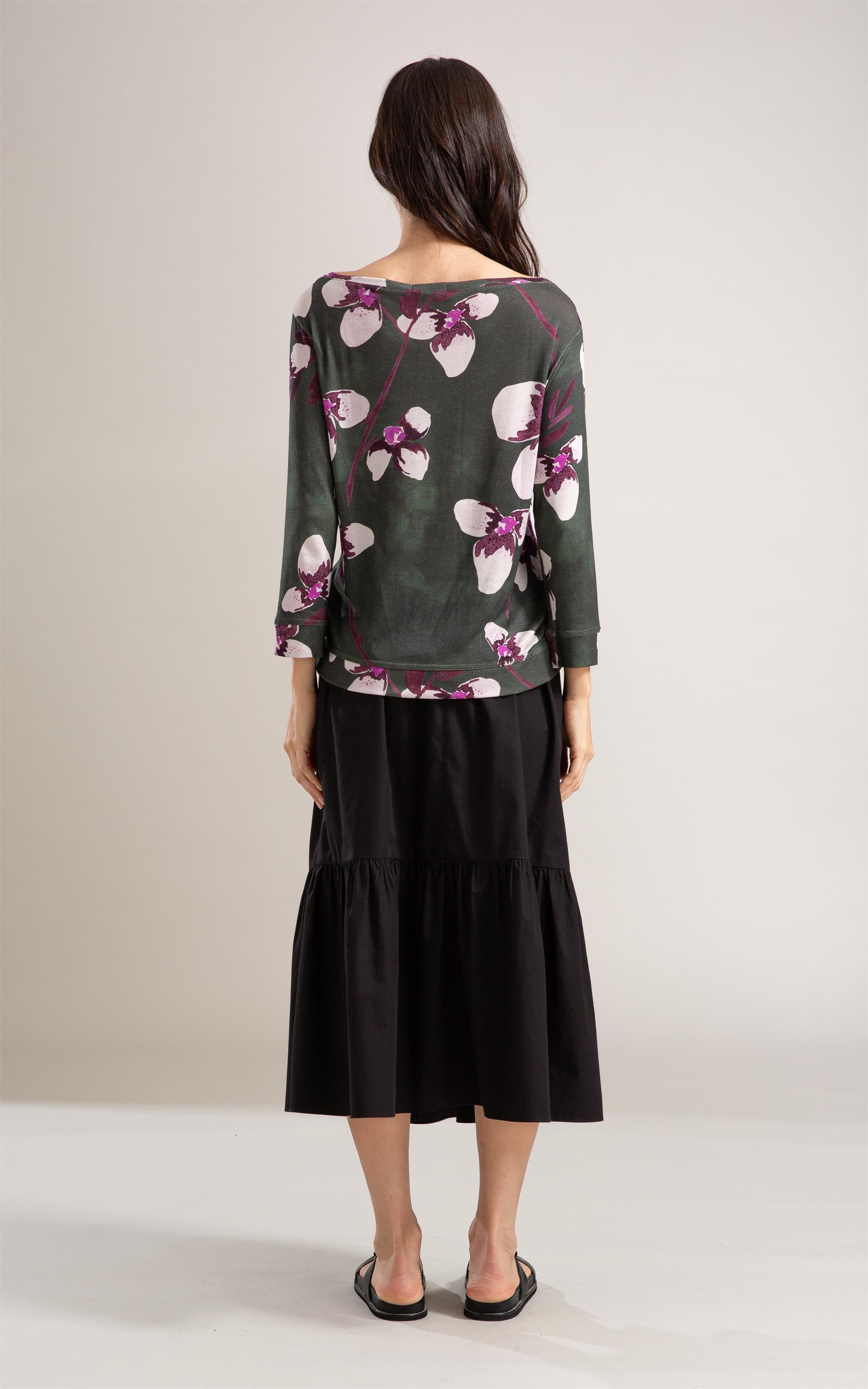 Blusa Linho  Ella Estampa Orquidea Bottle