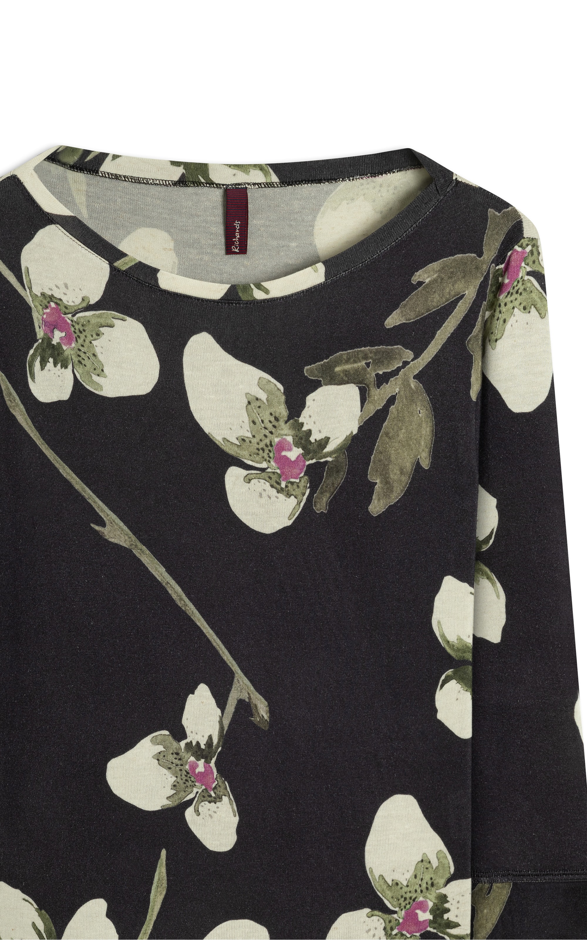 Blusa Linho  Ella Estampa Orquidea Preto