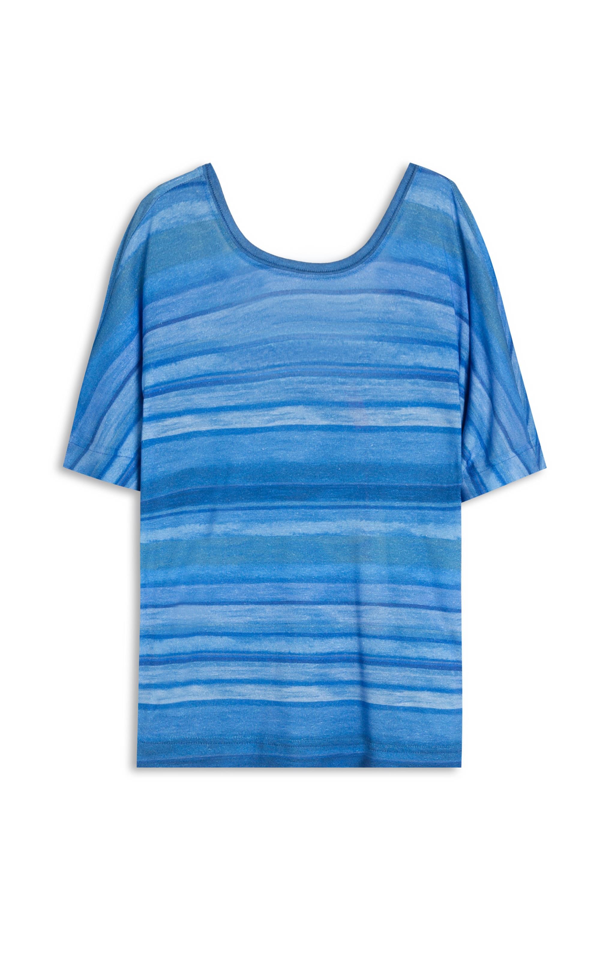 Blusa Linho  Erika Estampa Deepwell Azul Bic