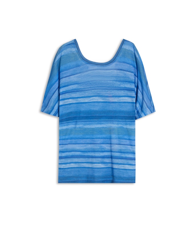 Blusa Linho  Erika Estampa Deepwell Azul Bic