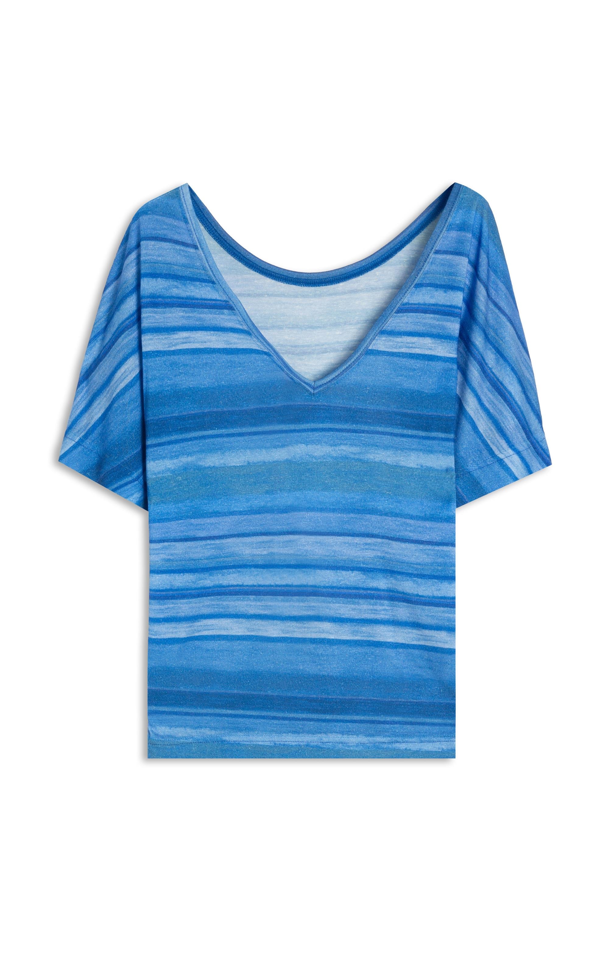 Blusa Linho  Erika Estampa Deepwell Azul Bic