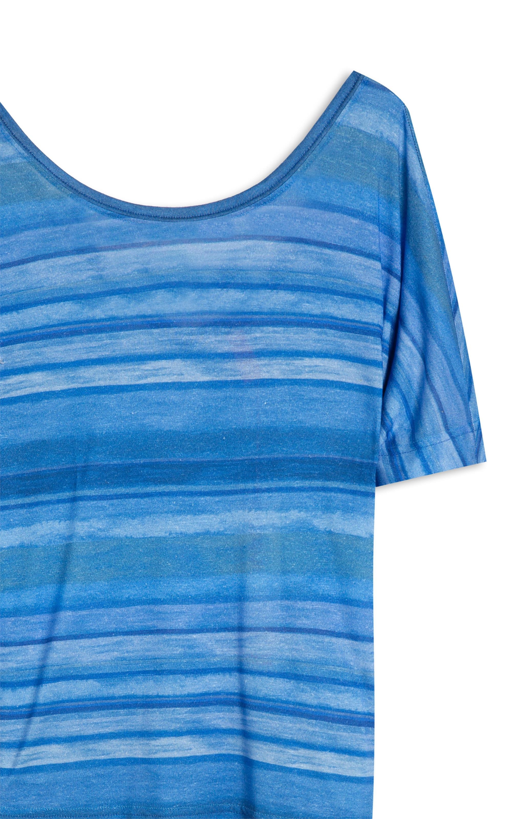 Blusa Linho  Erika Estampa Deepwell Azul Bic