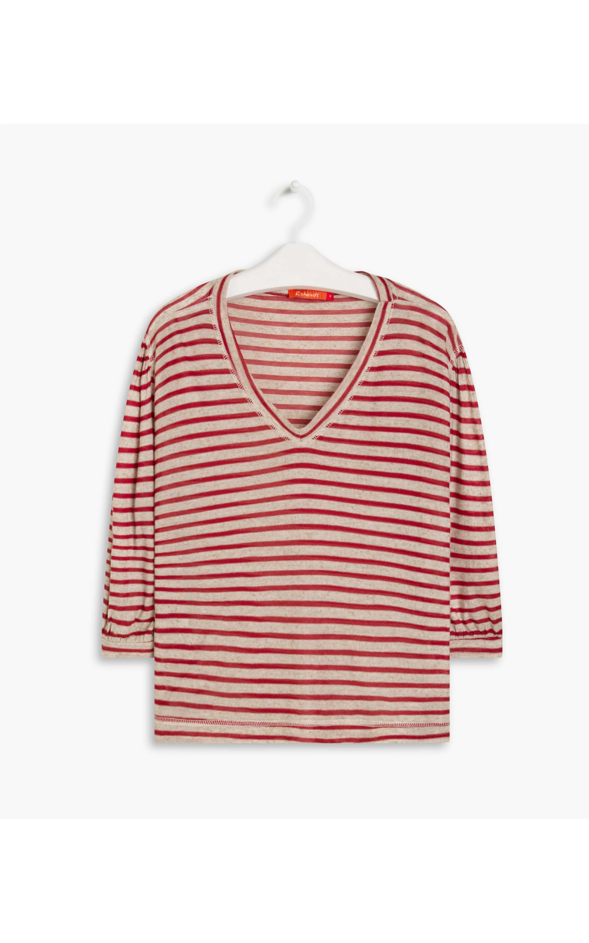 Blusa Linho  Fê Listrada Vermelho