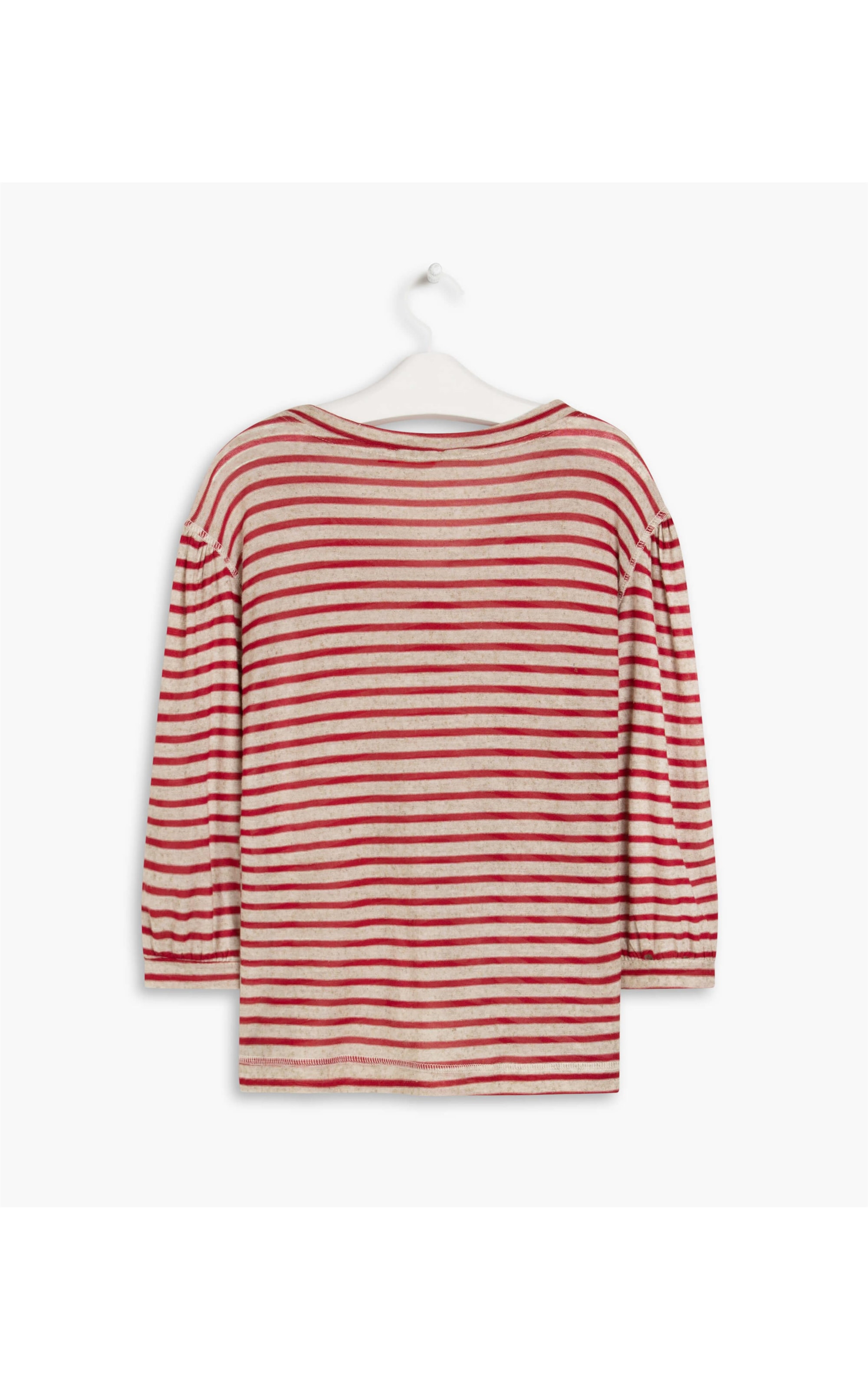 Blusa Linho  Fê Listrada Vermelho