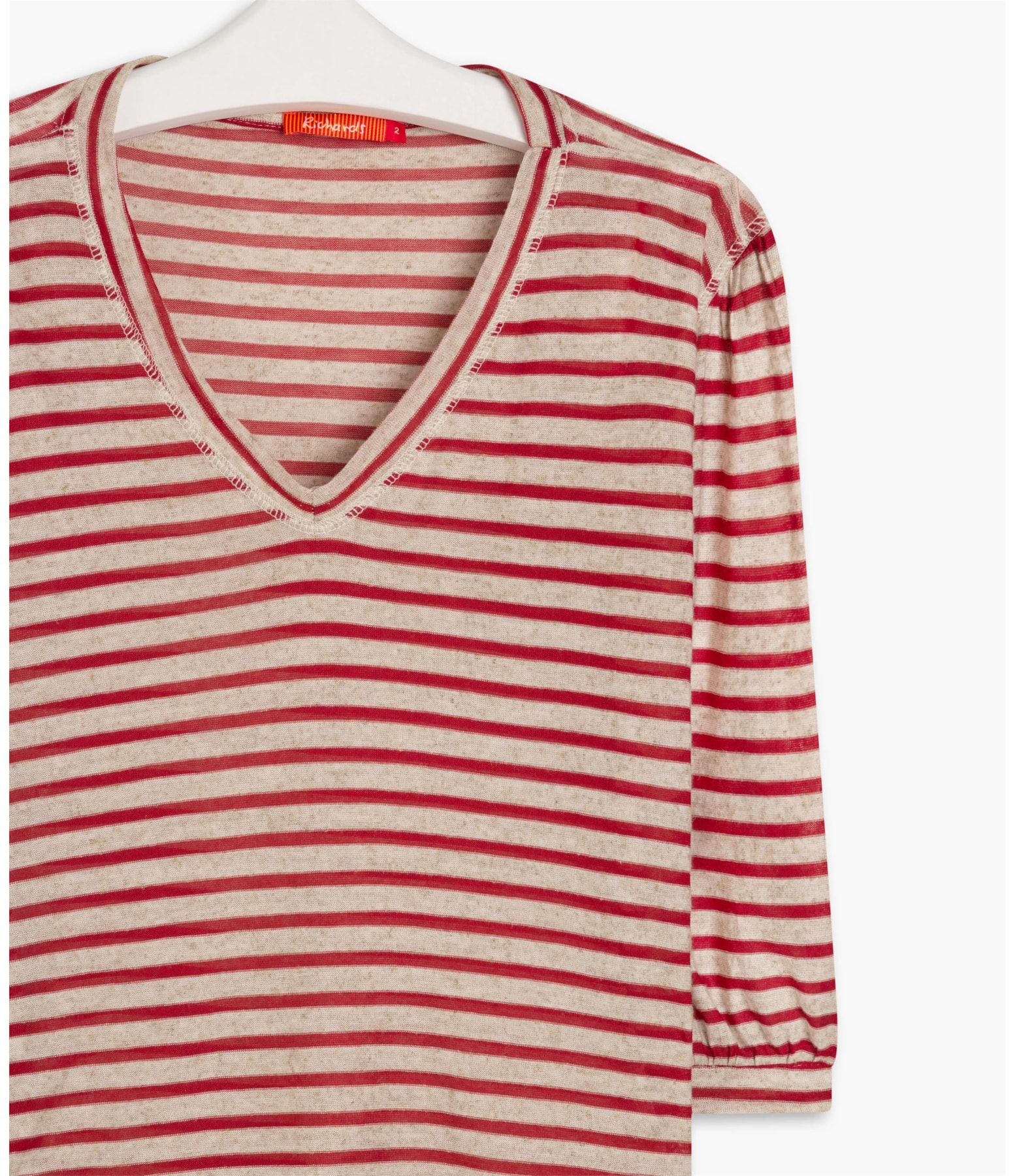 Blusa Linho  Fê Listrada Vermelho