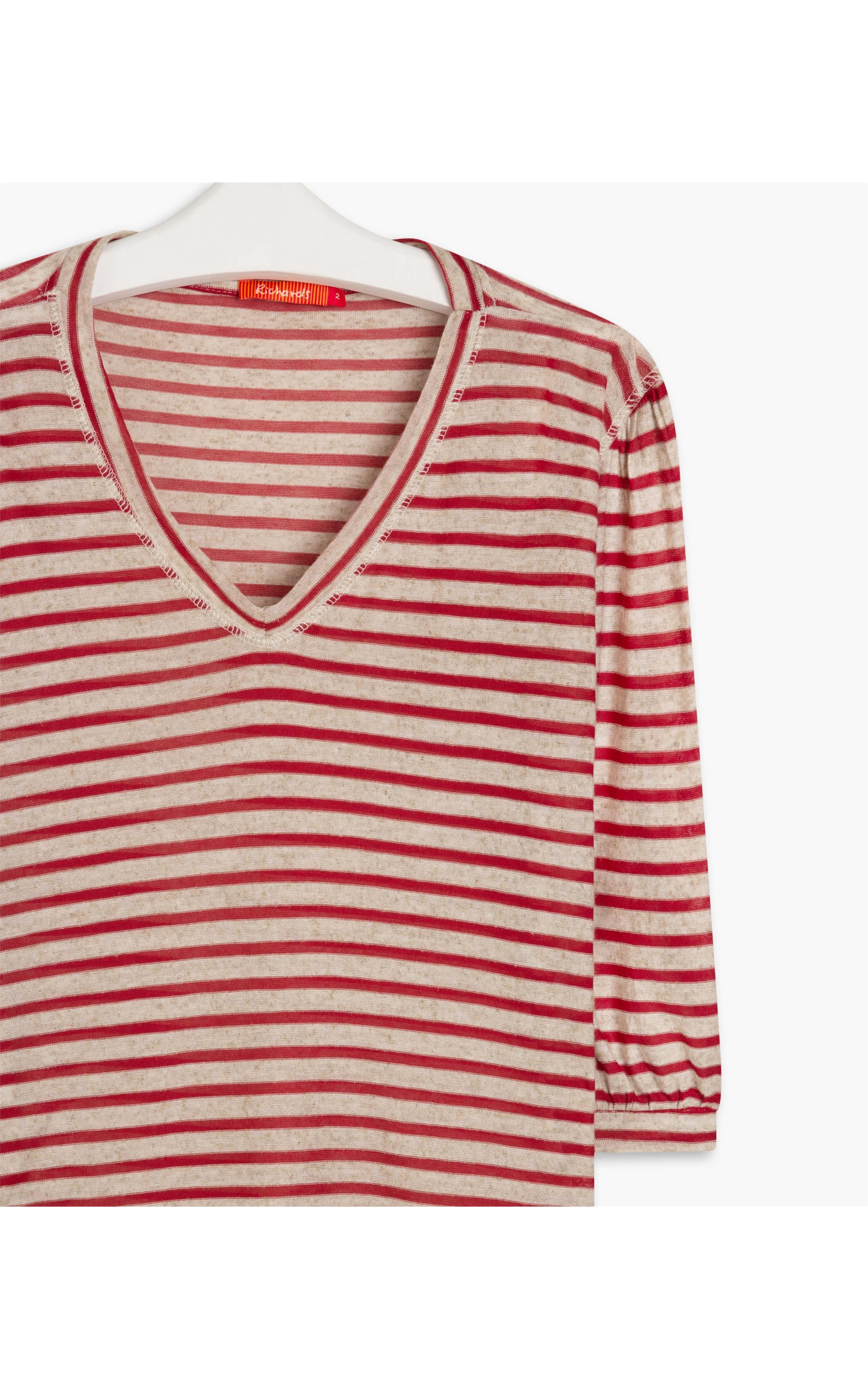 Blusa Linho  Fê Listrada Vermelho
