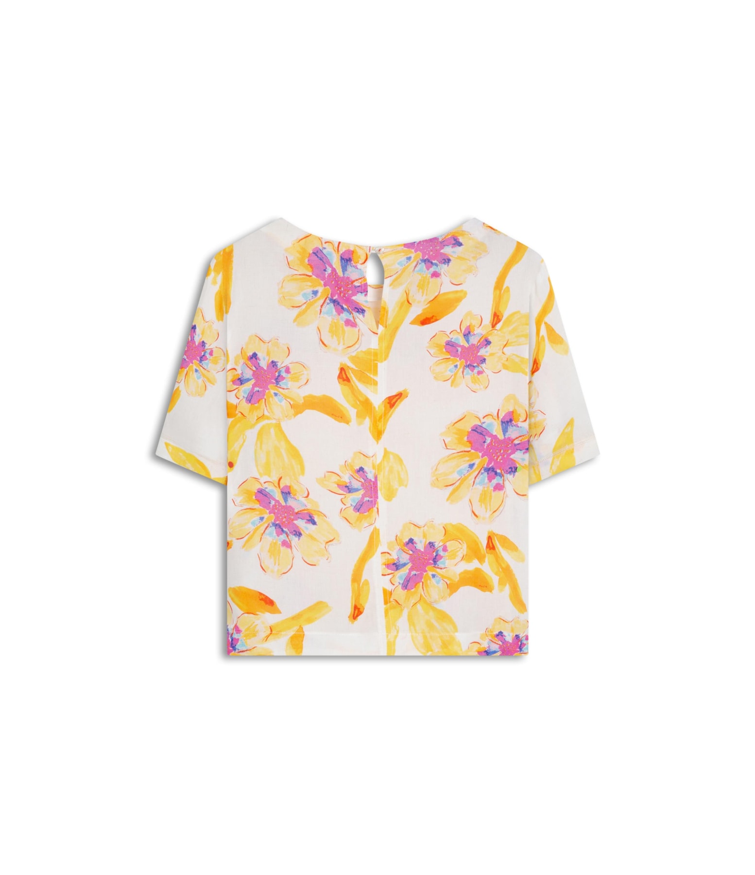 Blusa Linho  Gaia Art Flower Branco
