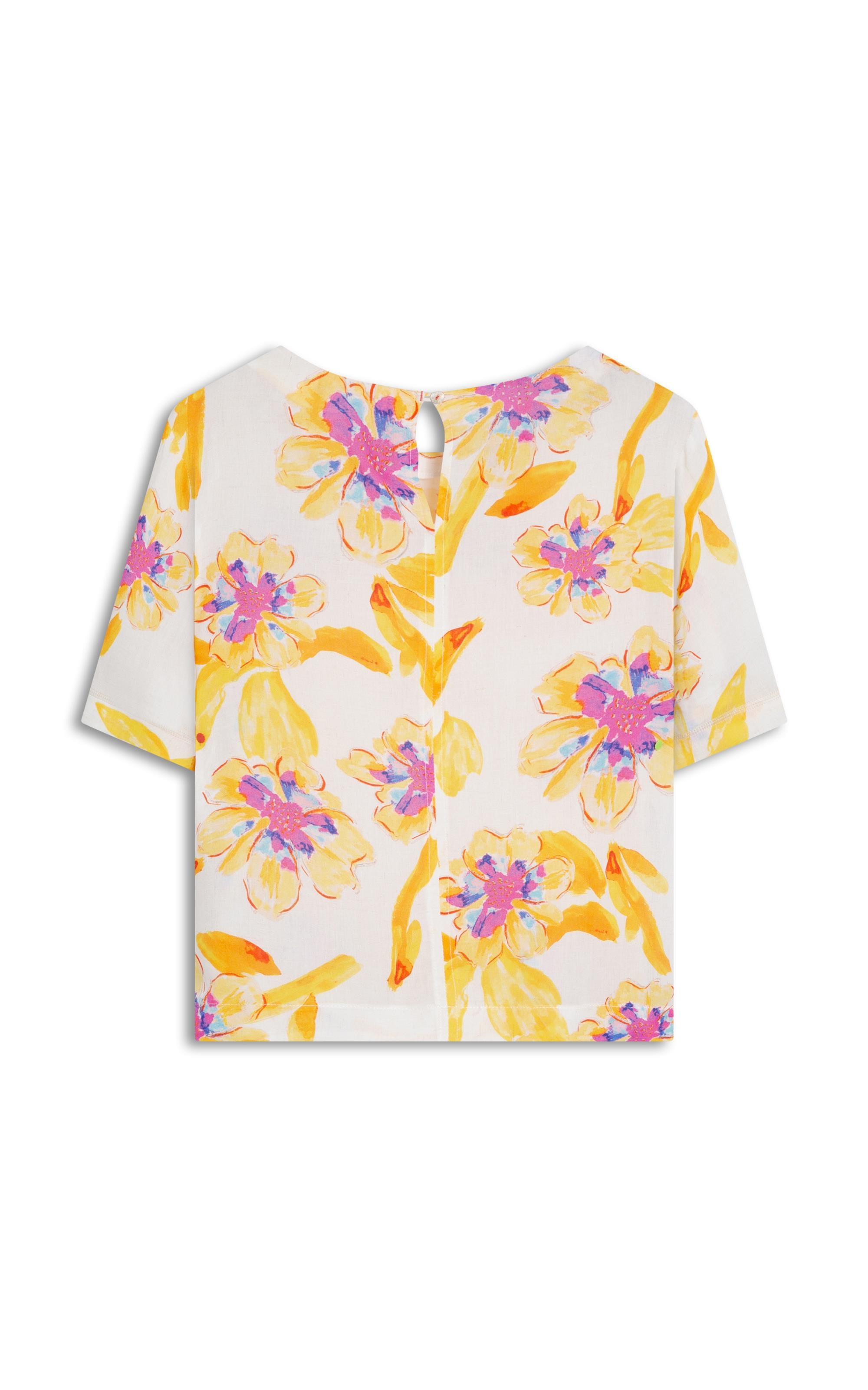 Blusa Linho  Gaia Art Flower Branco