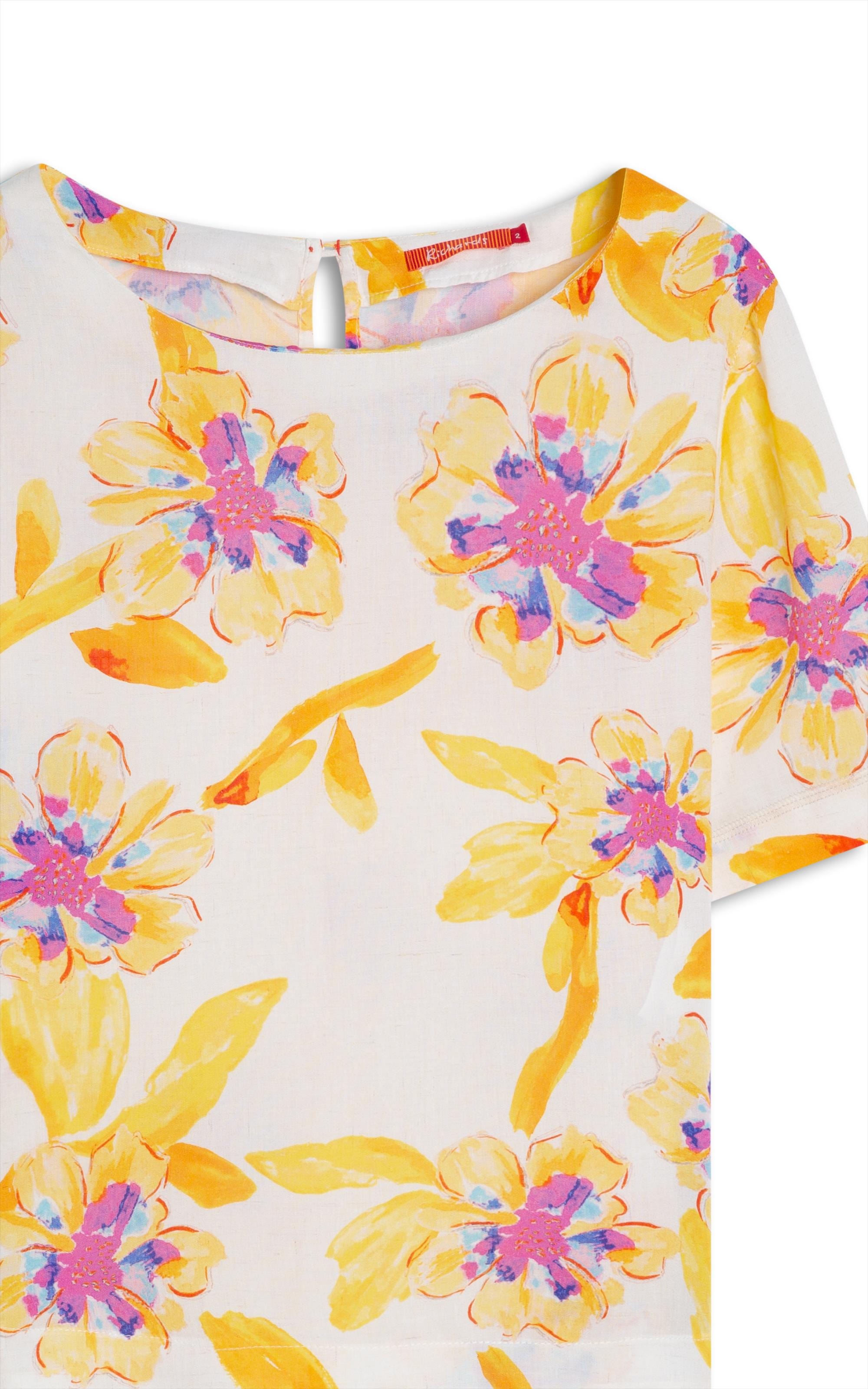 Blusa Linho  Gaia Art Flower Branco