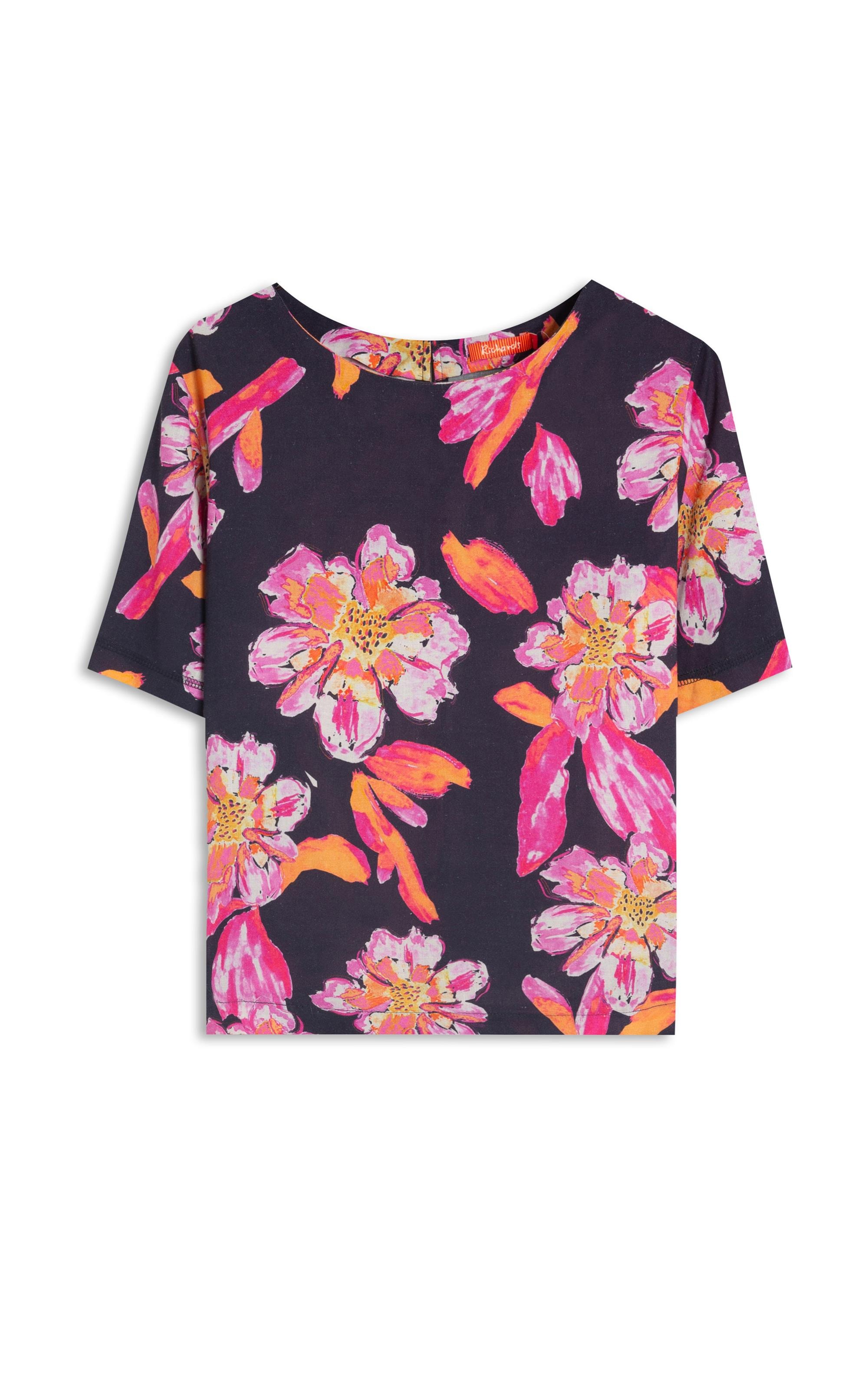 Blusa Linho  Gaia Art Flower Dark Navy