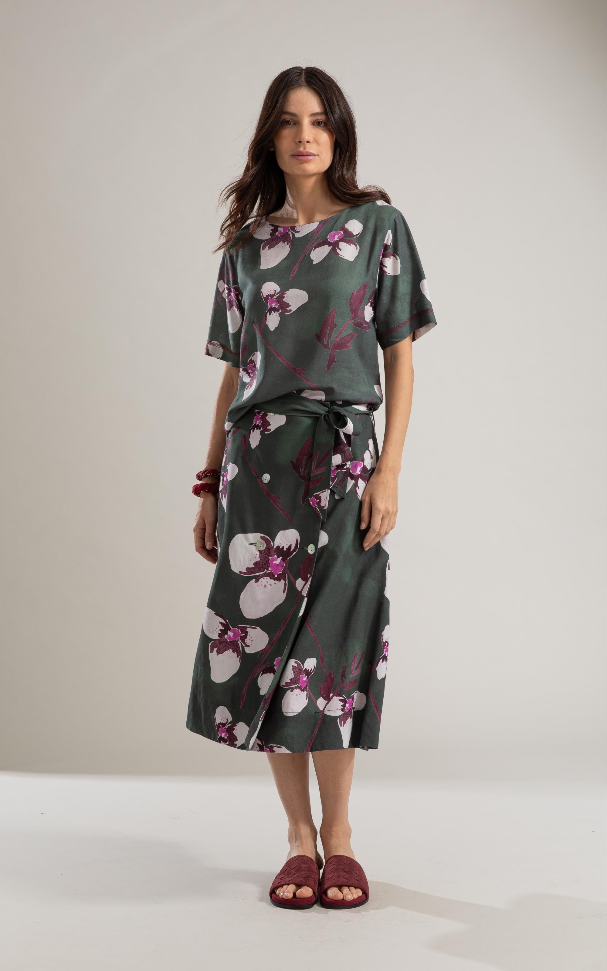 Blusa Linho  Gaia Orquidea Verde