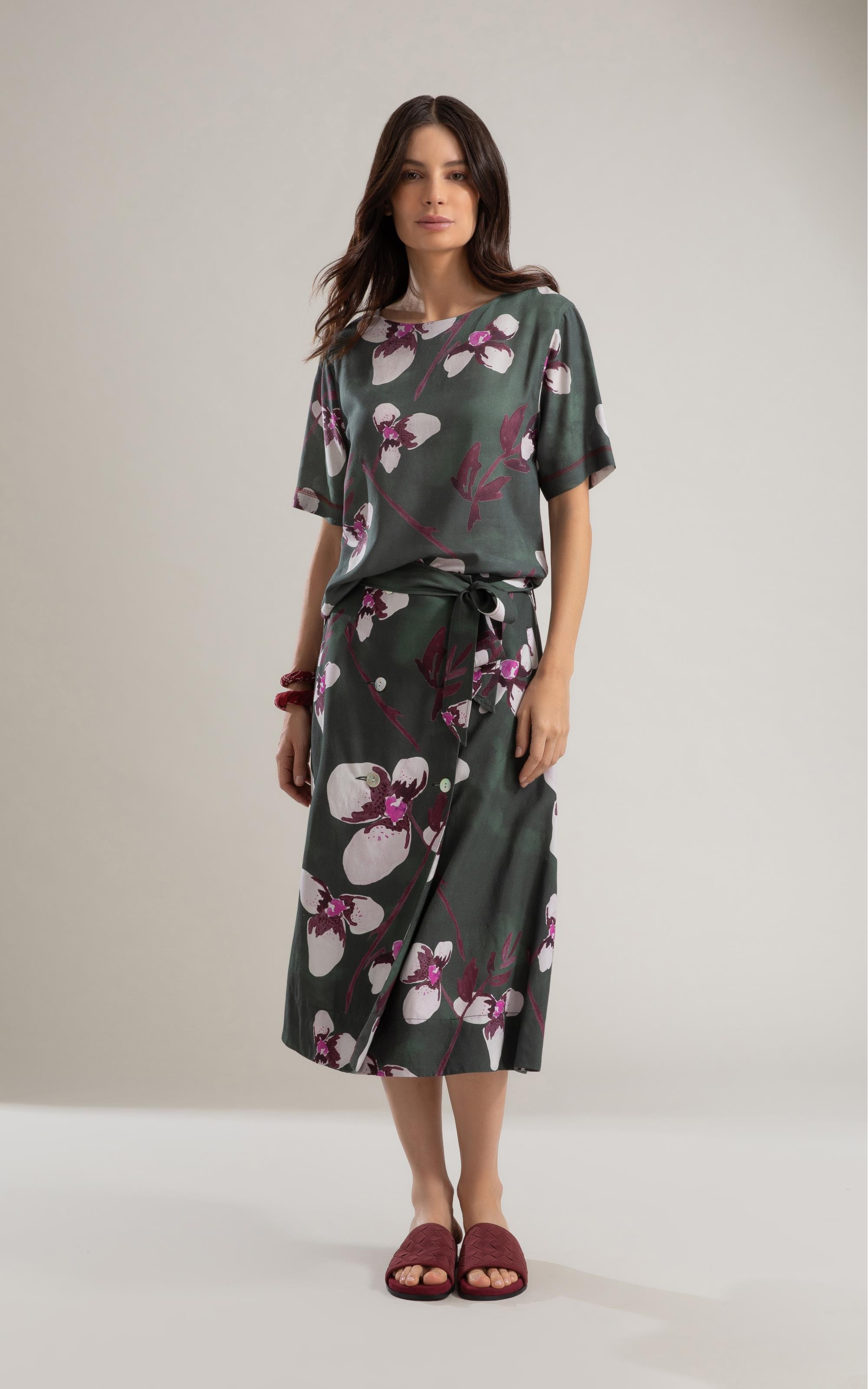 Blusa Linho  Gaia Orquidea Verde