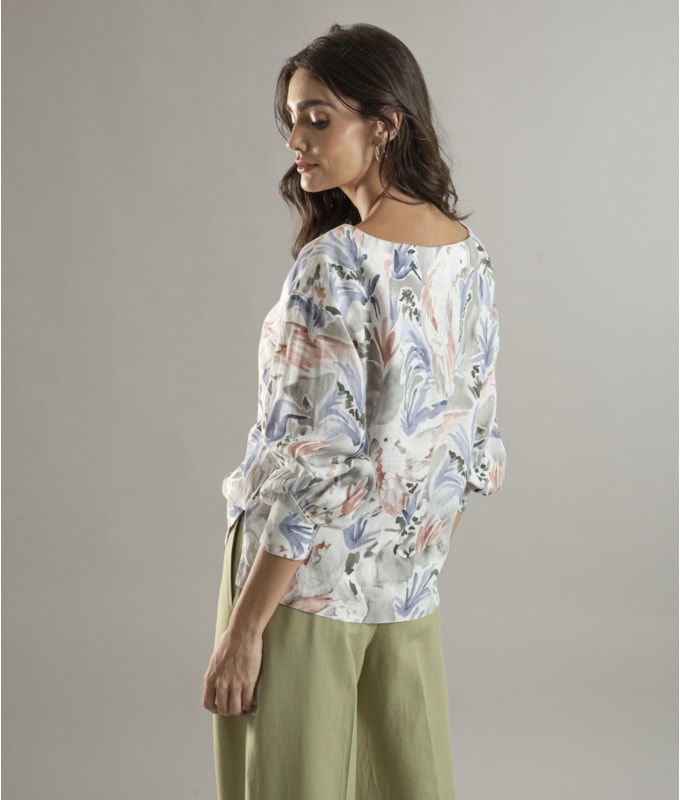 Blusa Linho  Gianna Araras Verde Army