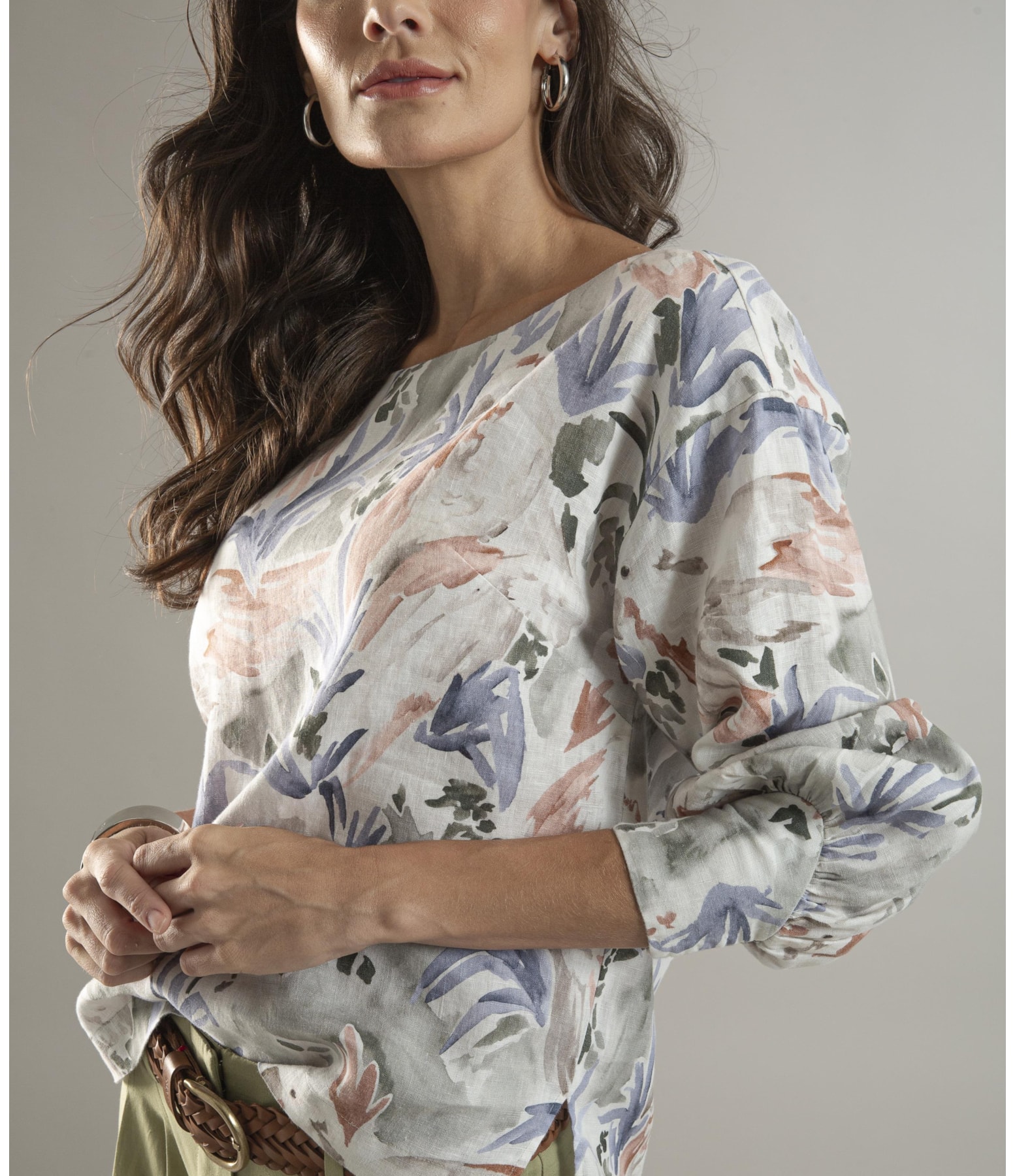 Blusa Linho  Gianna Araras Verde Army