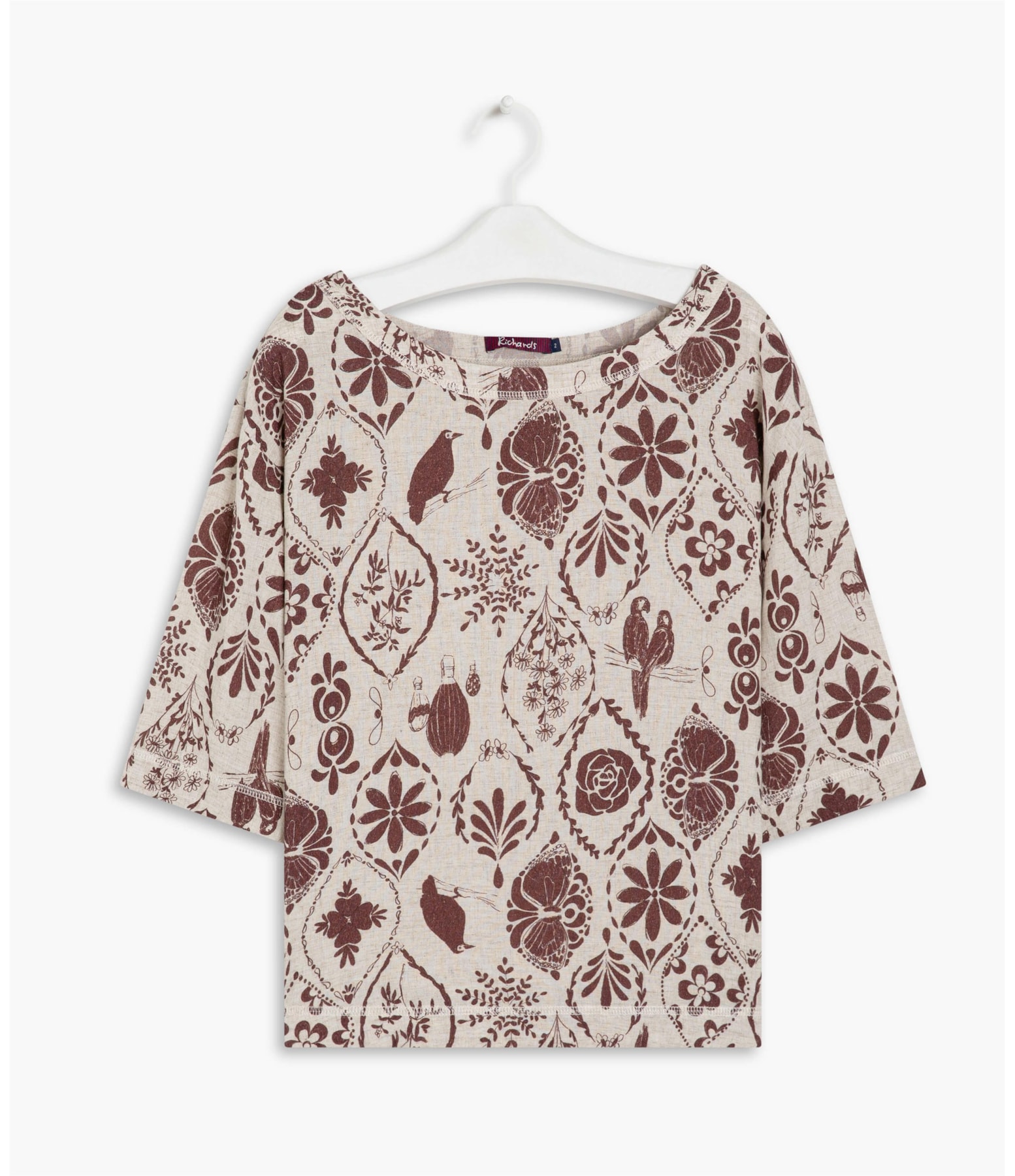 Blusa Linho  Gotas Bordeaux