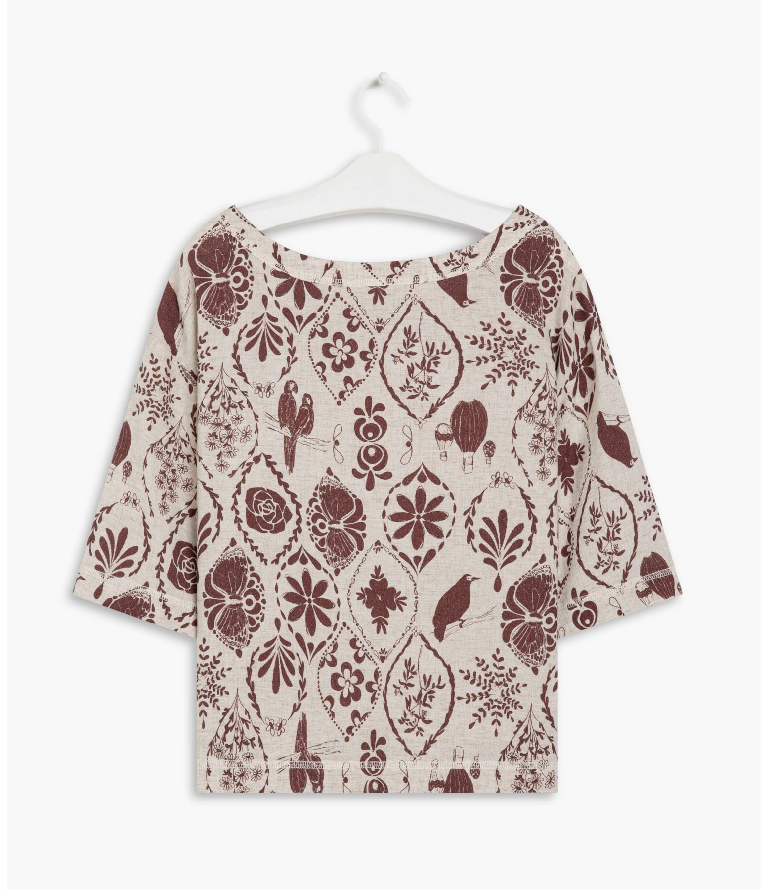 Blusa Linho  Gotas Bordeaux