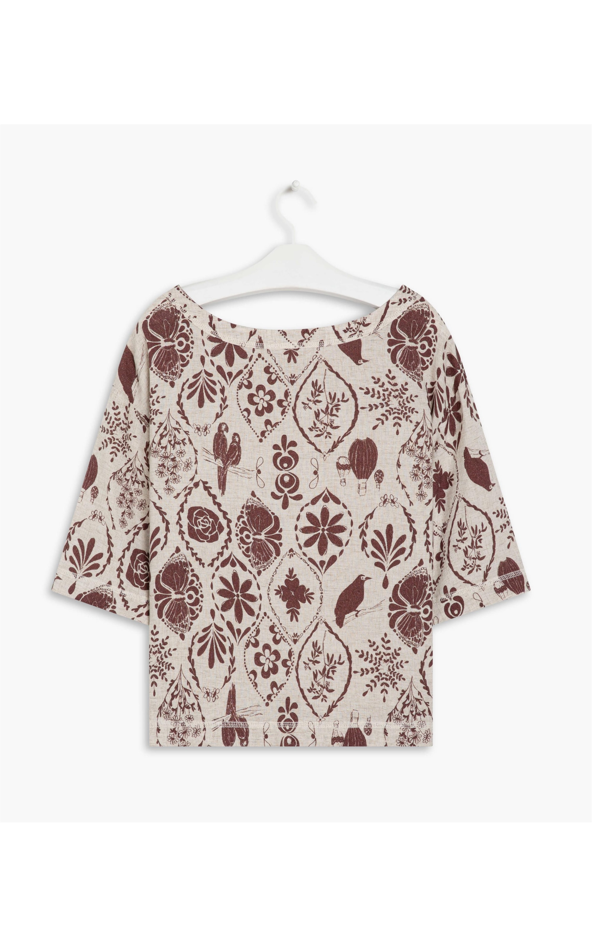 Blusa Linho  Gotas Bordeaux
