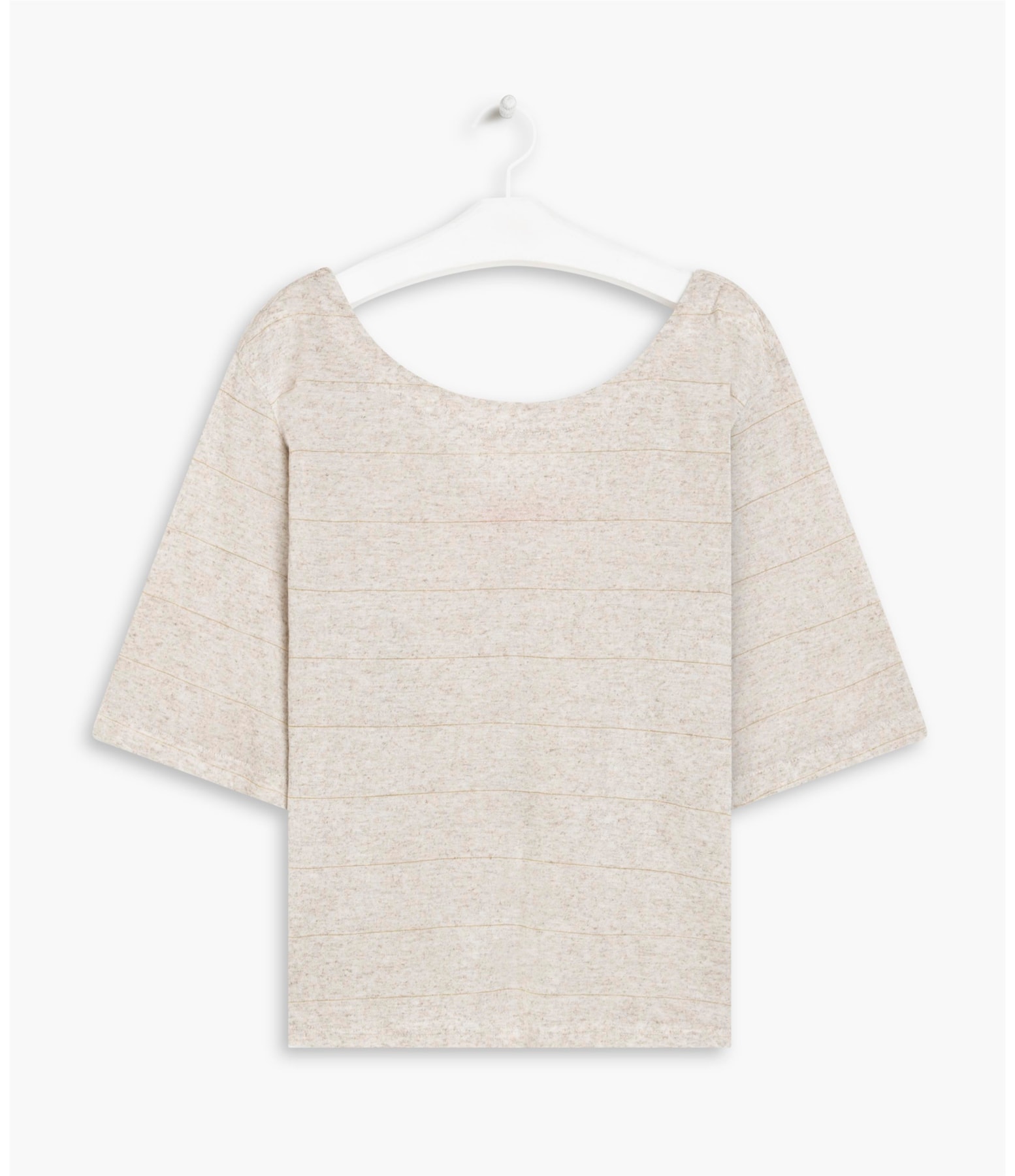 Blusa Linho  Iana Listrada . Lurex Natural