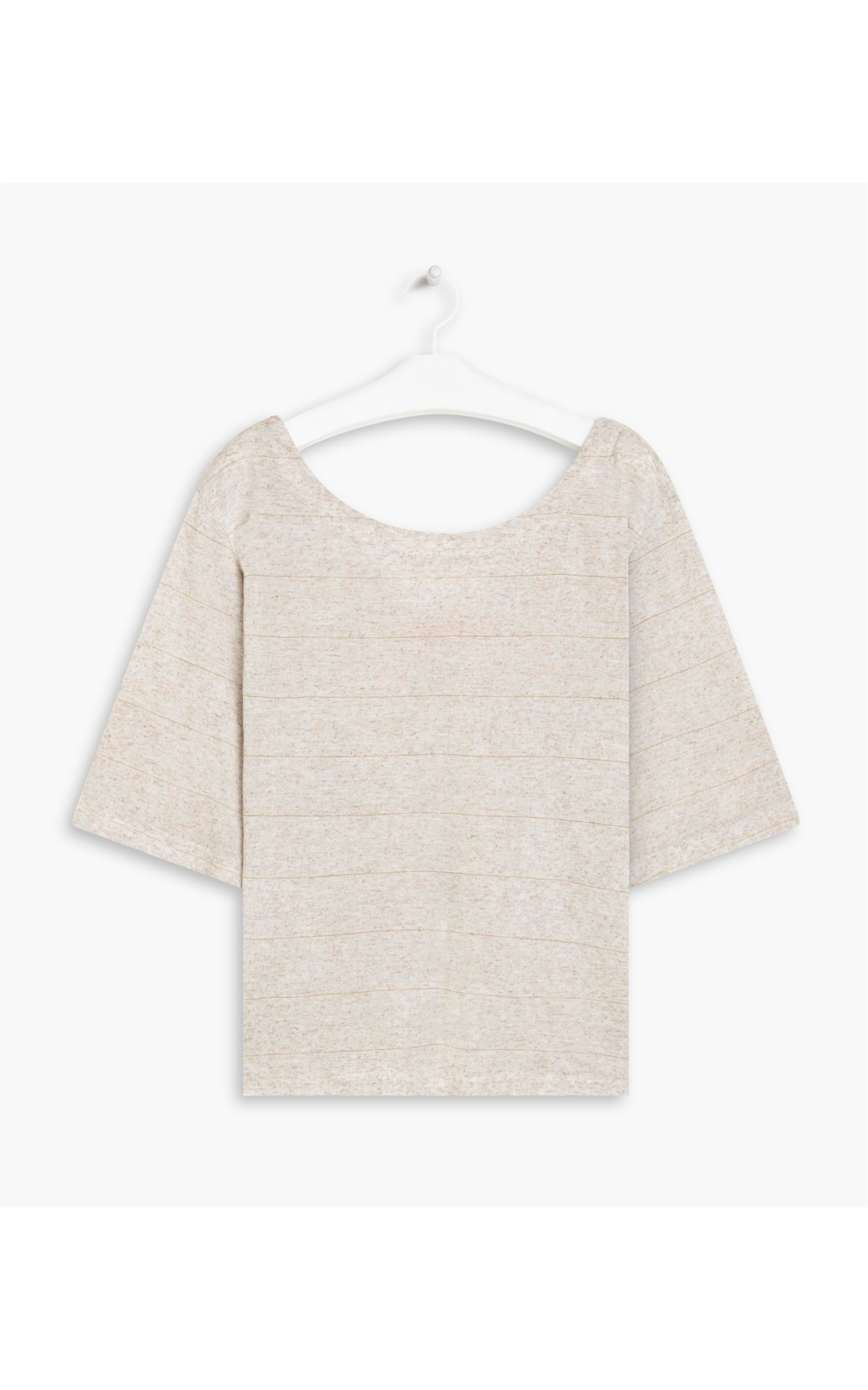 Blusa Linho  Iana Listrada . Lurex Natural