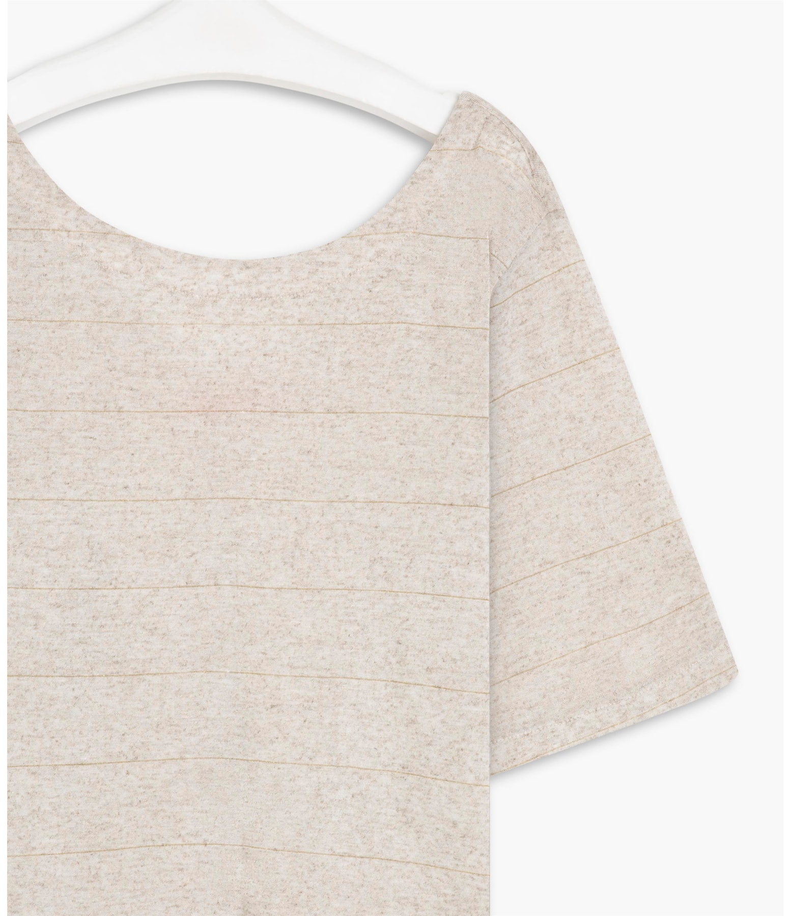Blusa Linho  Iana Listrada . Lurex Natural