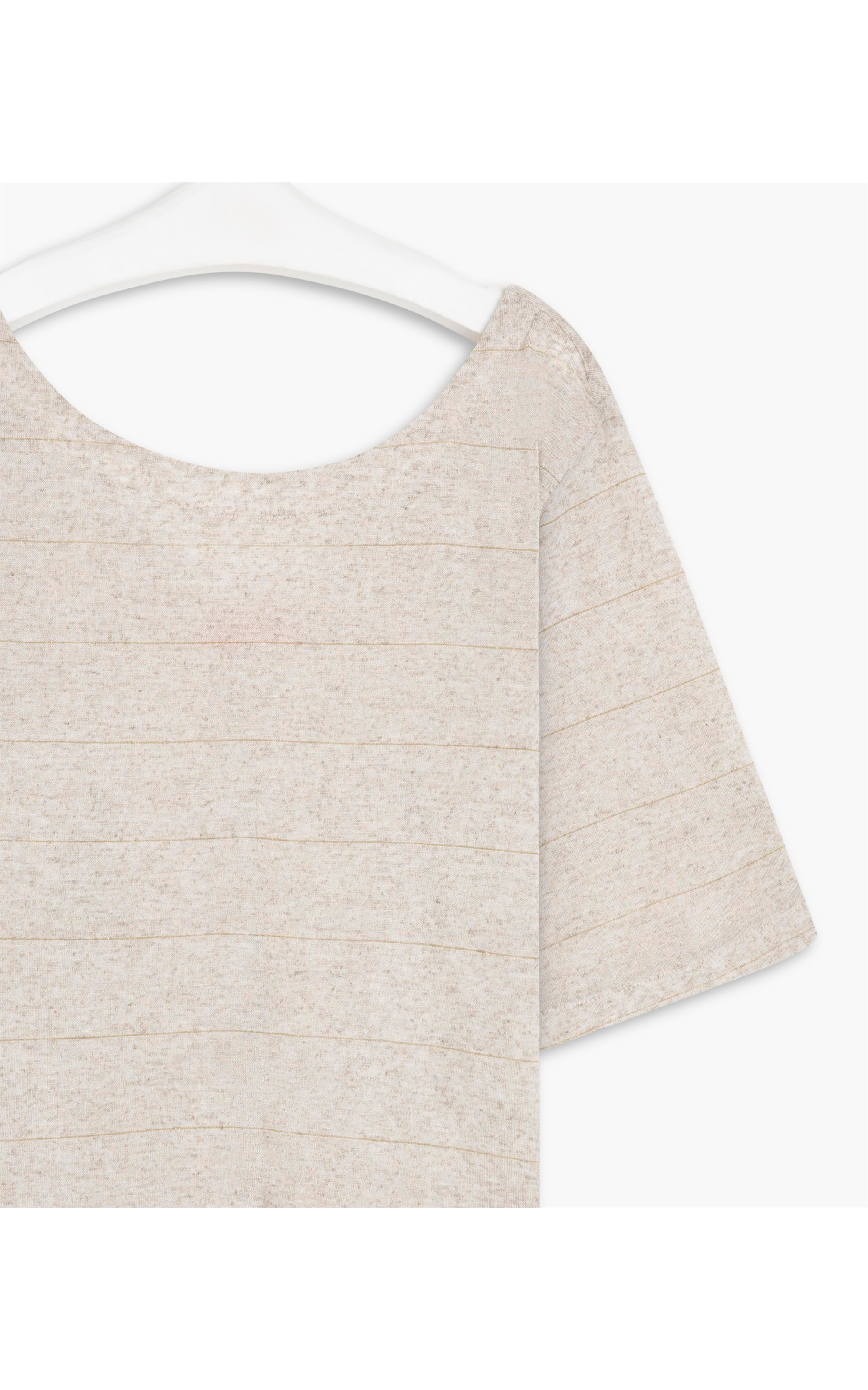 Blusa Linho  Iana Listrada . Lurex Natural