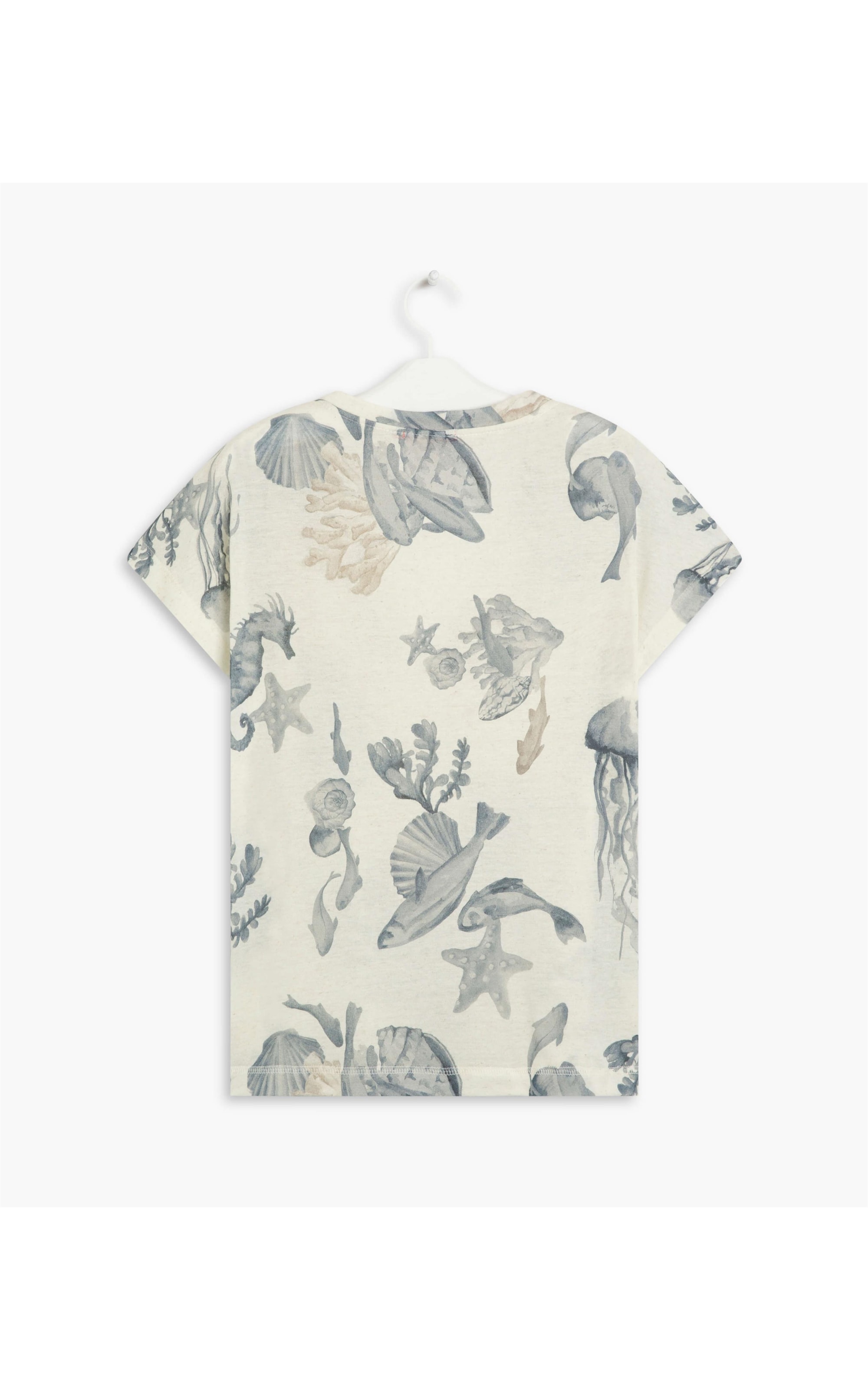 Blusa Linho  Jade Estampa Corais Azul Bic