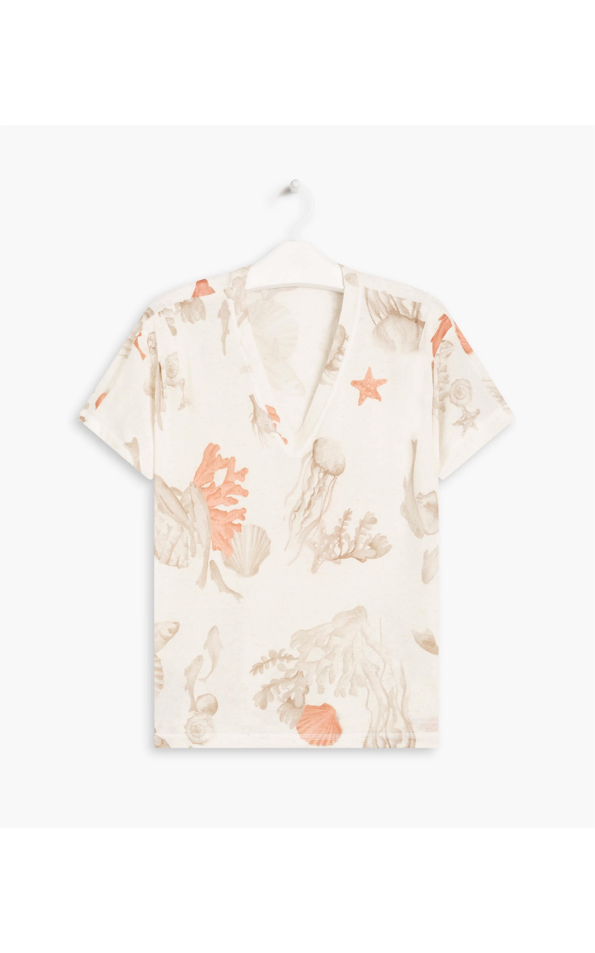 Blusa Linho  Jade Estampa Corais Sandy