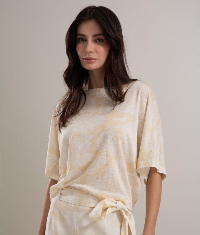 Blusa Linho  Jessica Mono Beach Amarelo