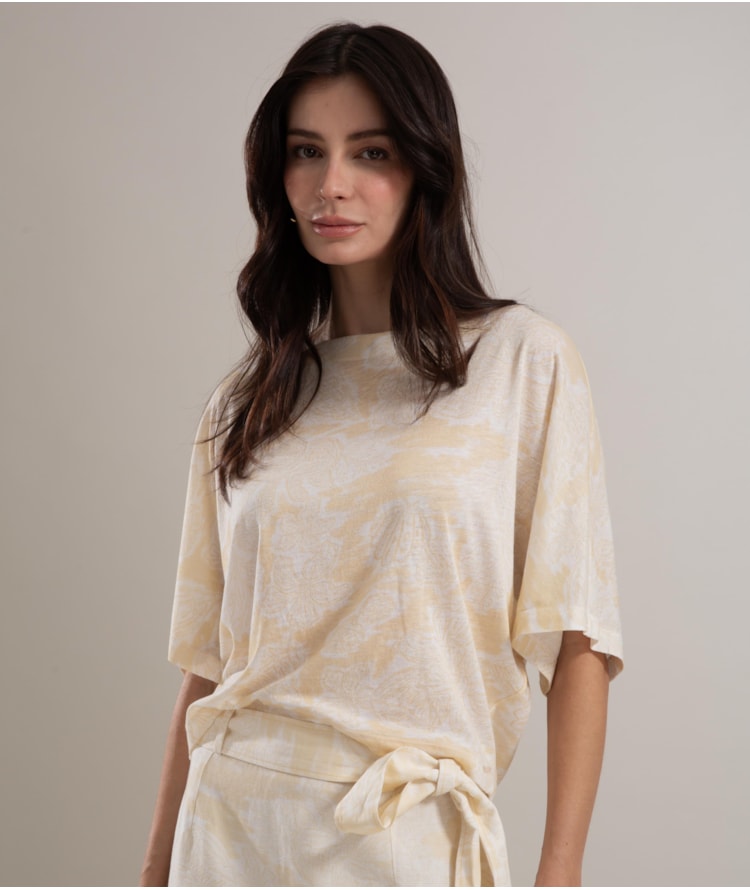 Blusa Linho  Jessica Mono Beach Amarelo