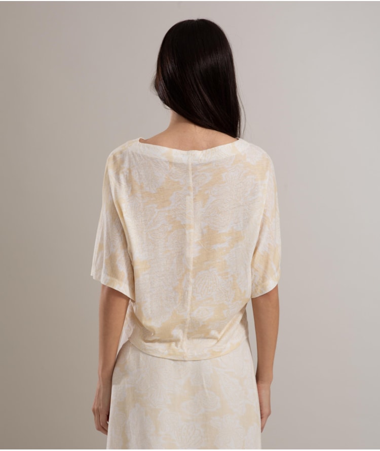 Blusa Linho  Jessica Mono Beach Amarelo