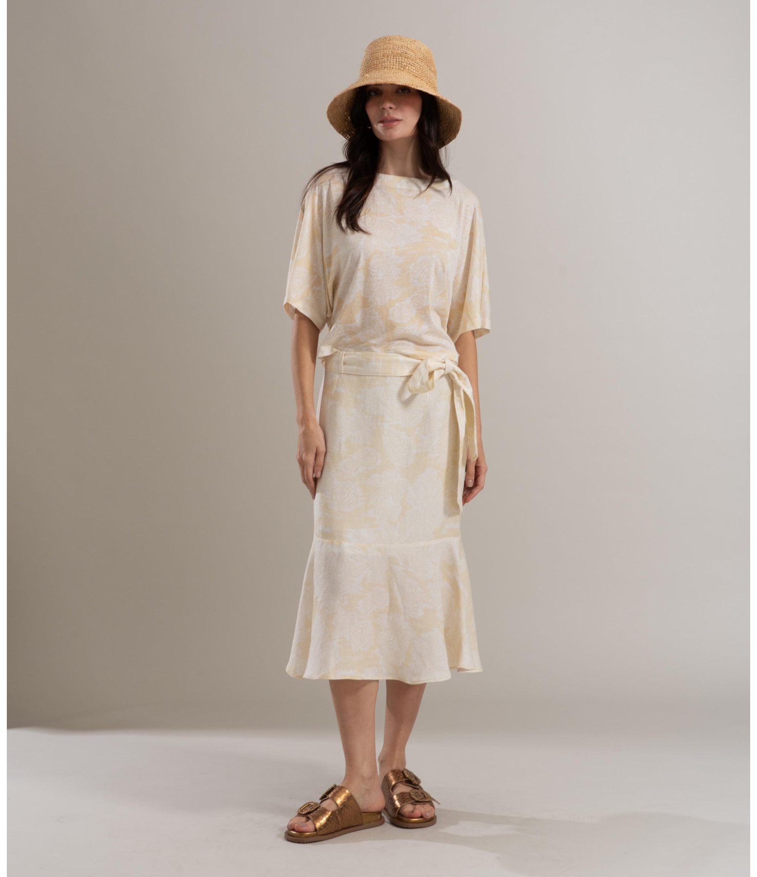 Blusa Linho  Jessica Mono Beach Amarelo