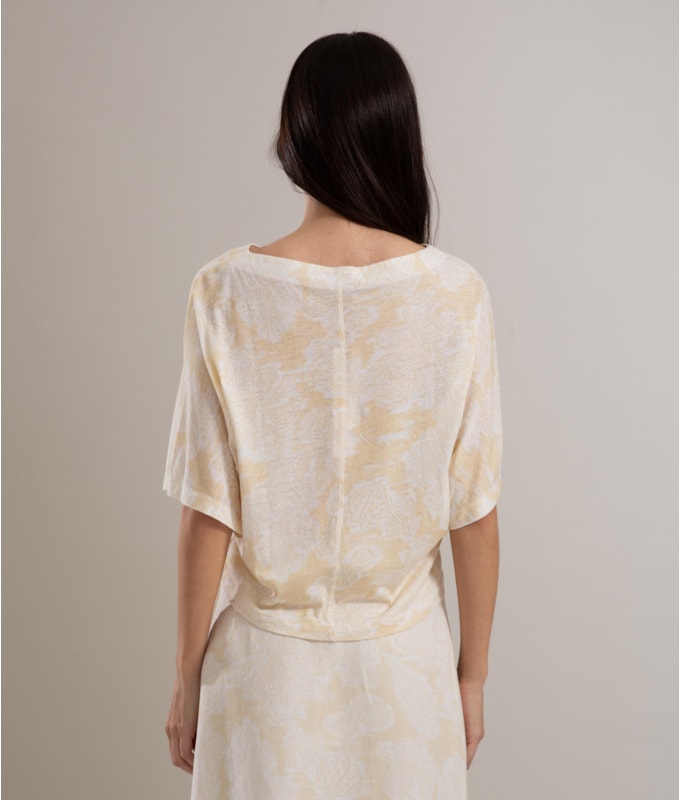 Blusa Linho  Jessica Mono Beach Amarelo