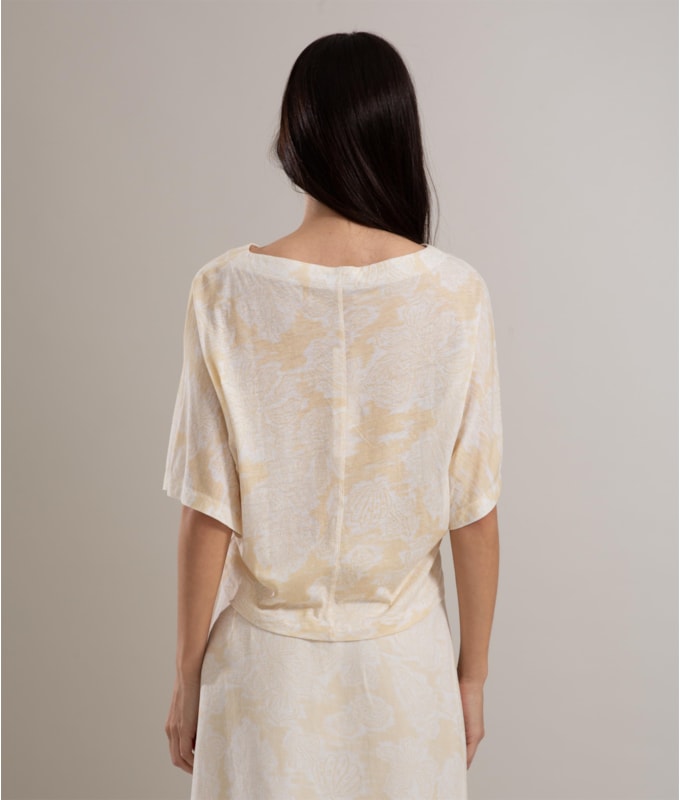 Blusa Linho  Jessica Mono Beach Amarelo