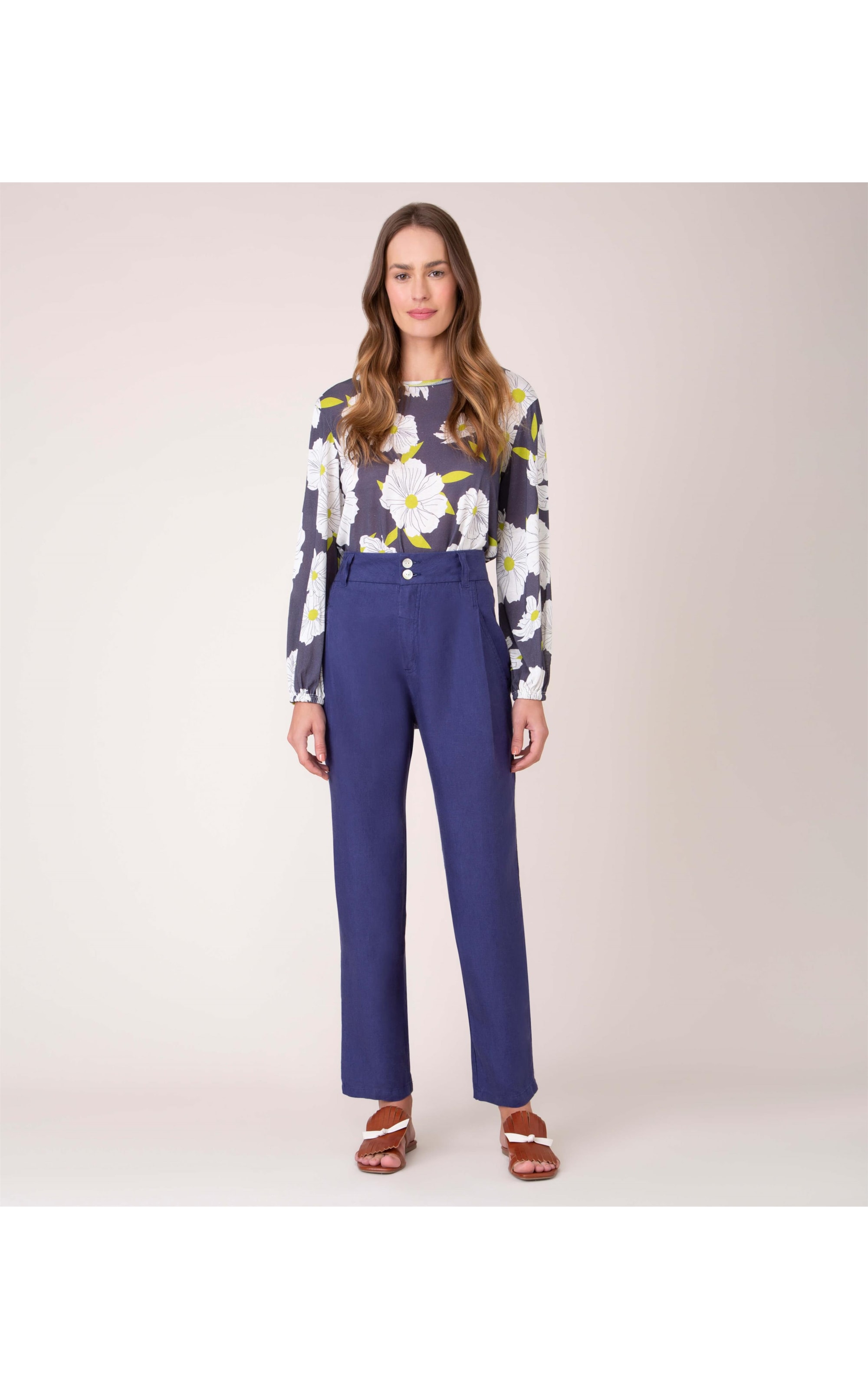 Blusa Linho  Jete Estampa Daisy Marinho