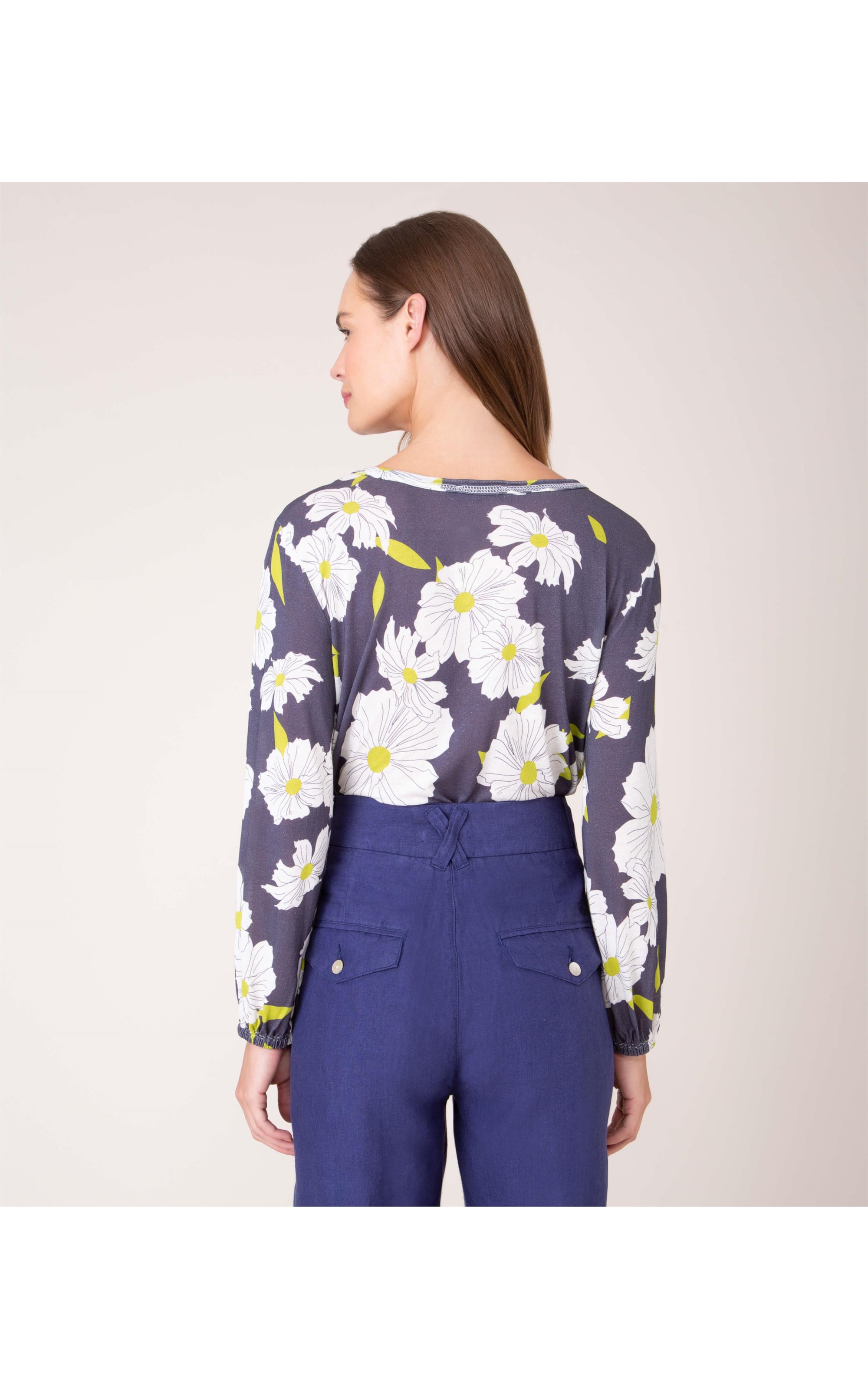 Blusa Linho  Jete Estampa Daisy Marinho