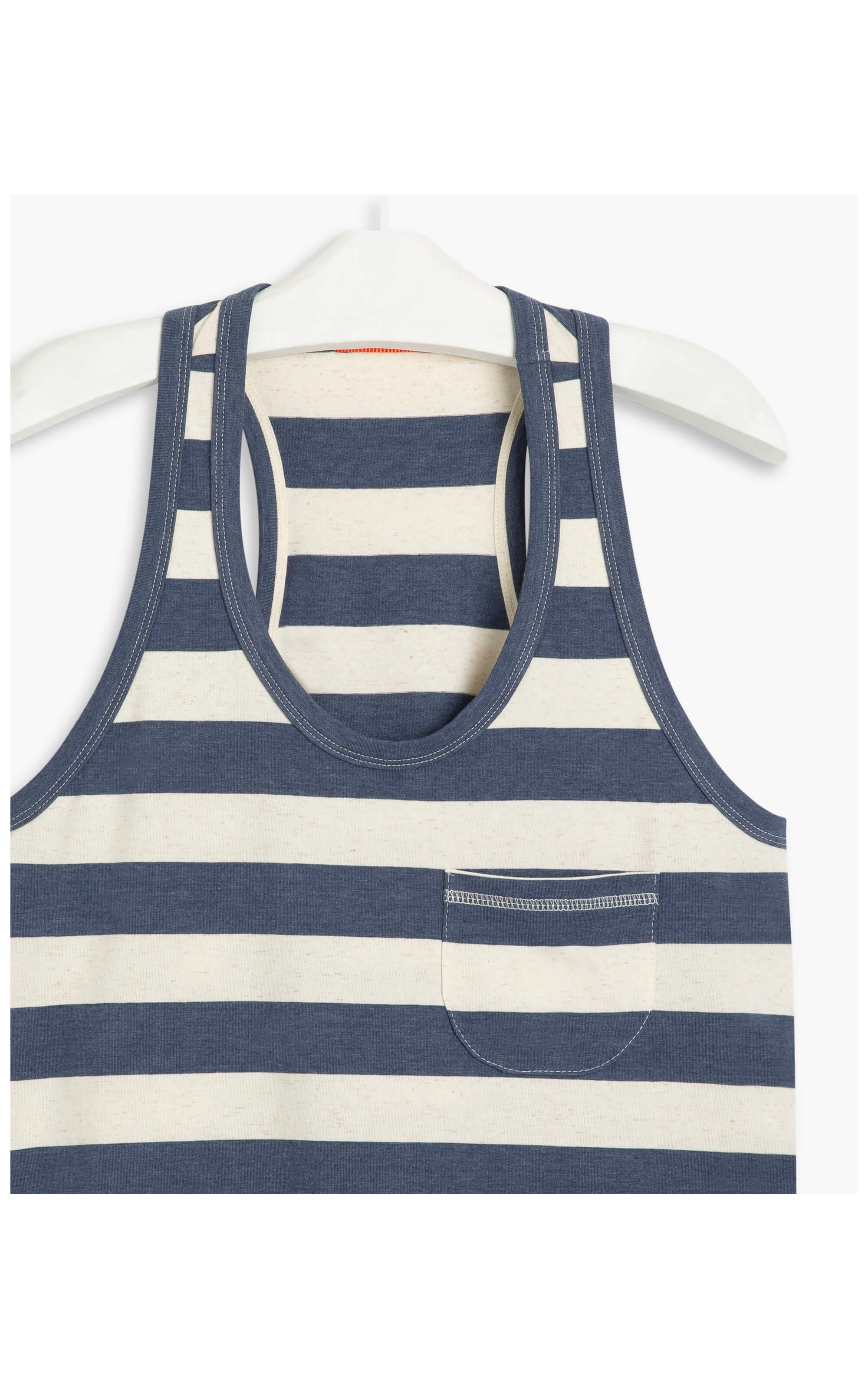 Blusa Linho  Joy Listrada Azul Bic