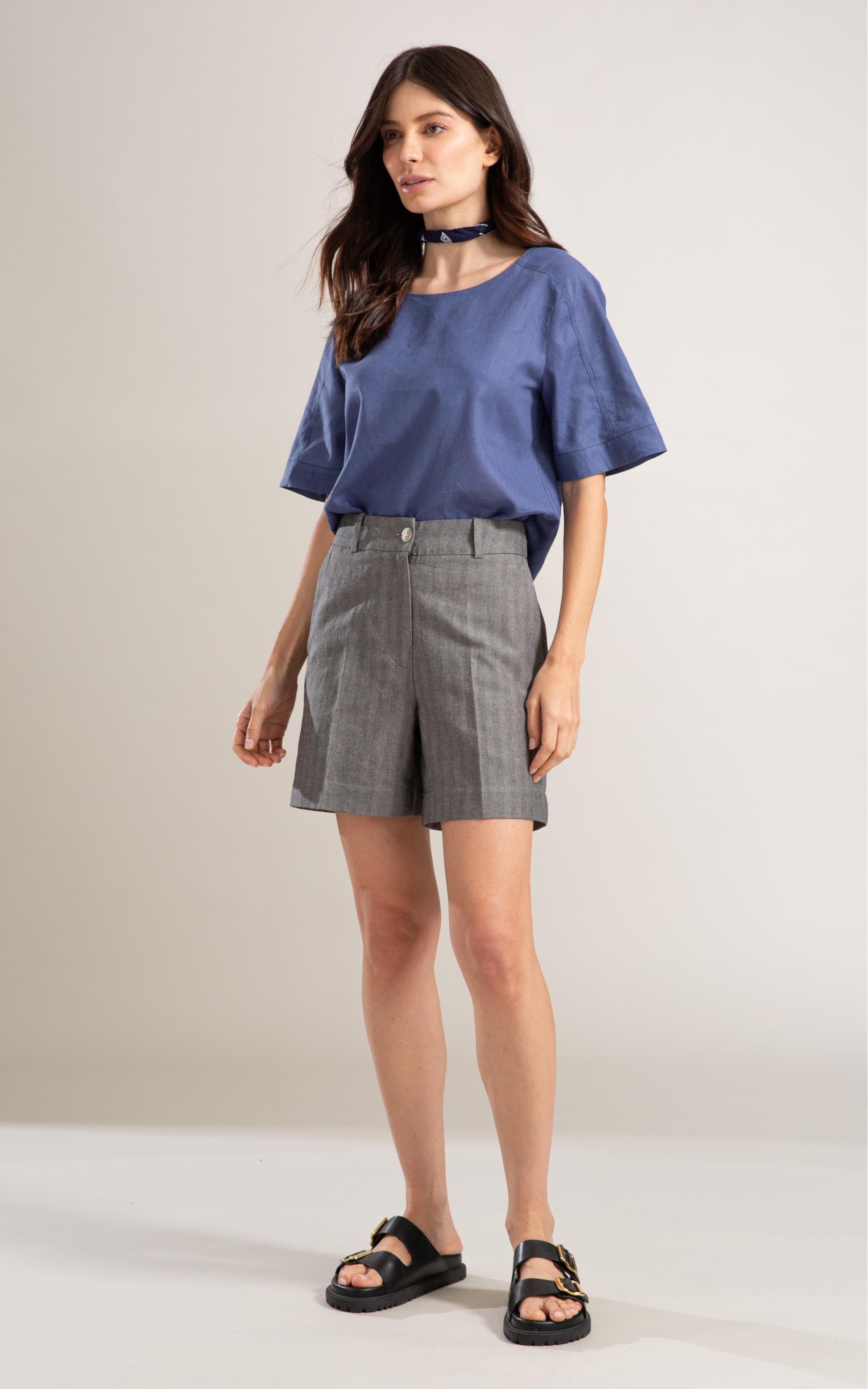 Blusa Linho  Julia Azul Jeans