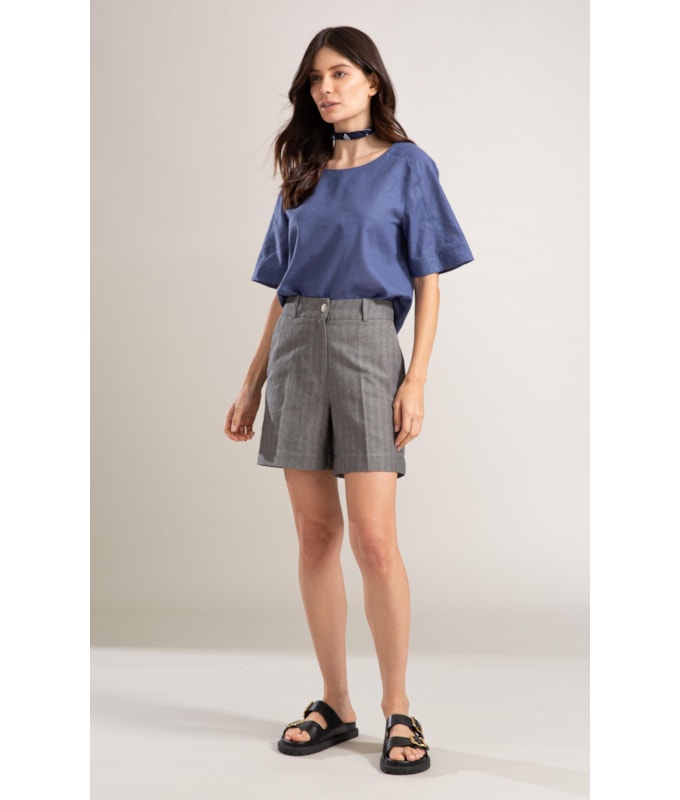 Blusa Linho  Julia Azul Jeans